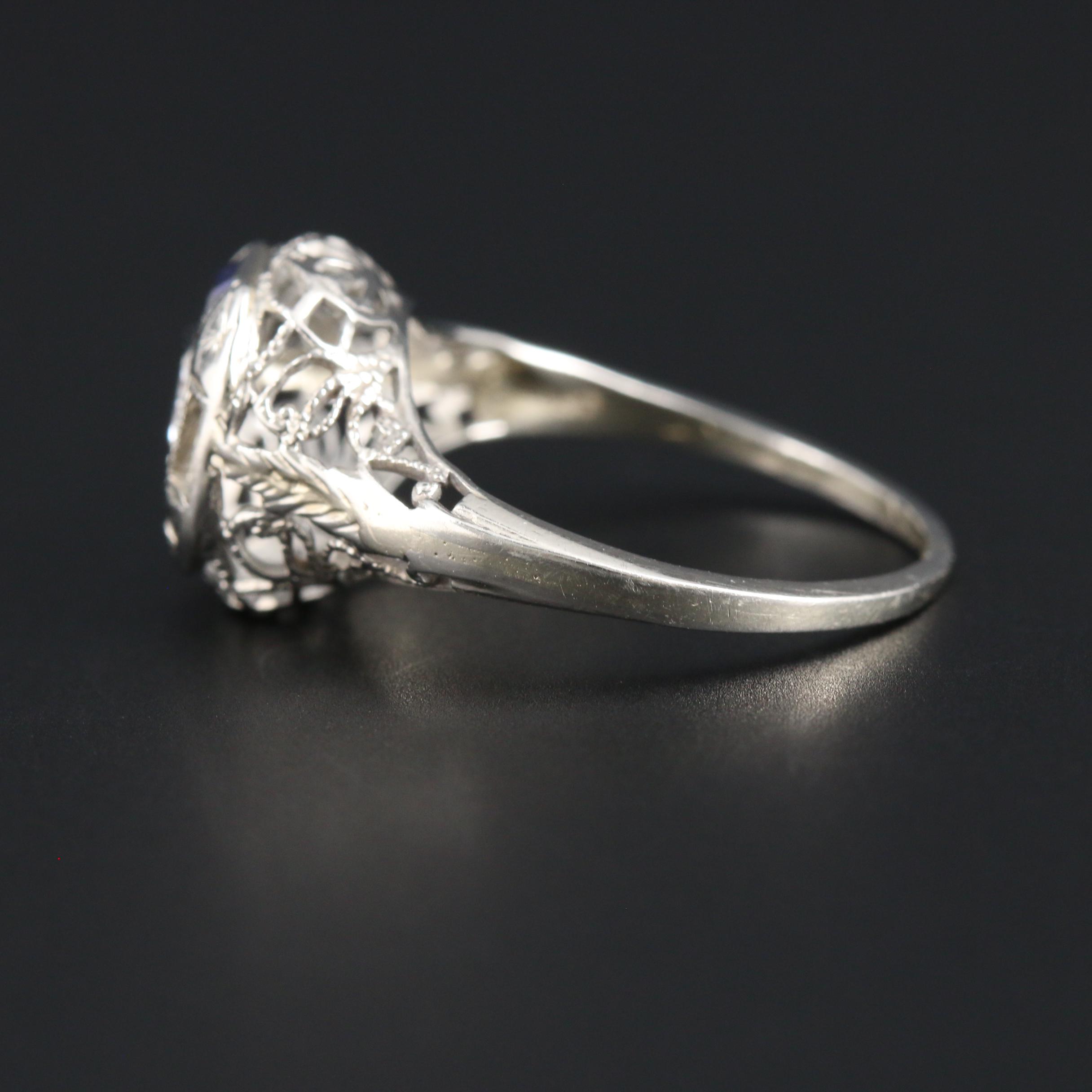 18K White Gold Diamond and Sapphire Ring