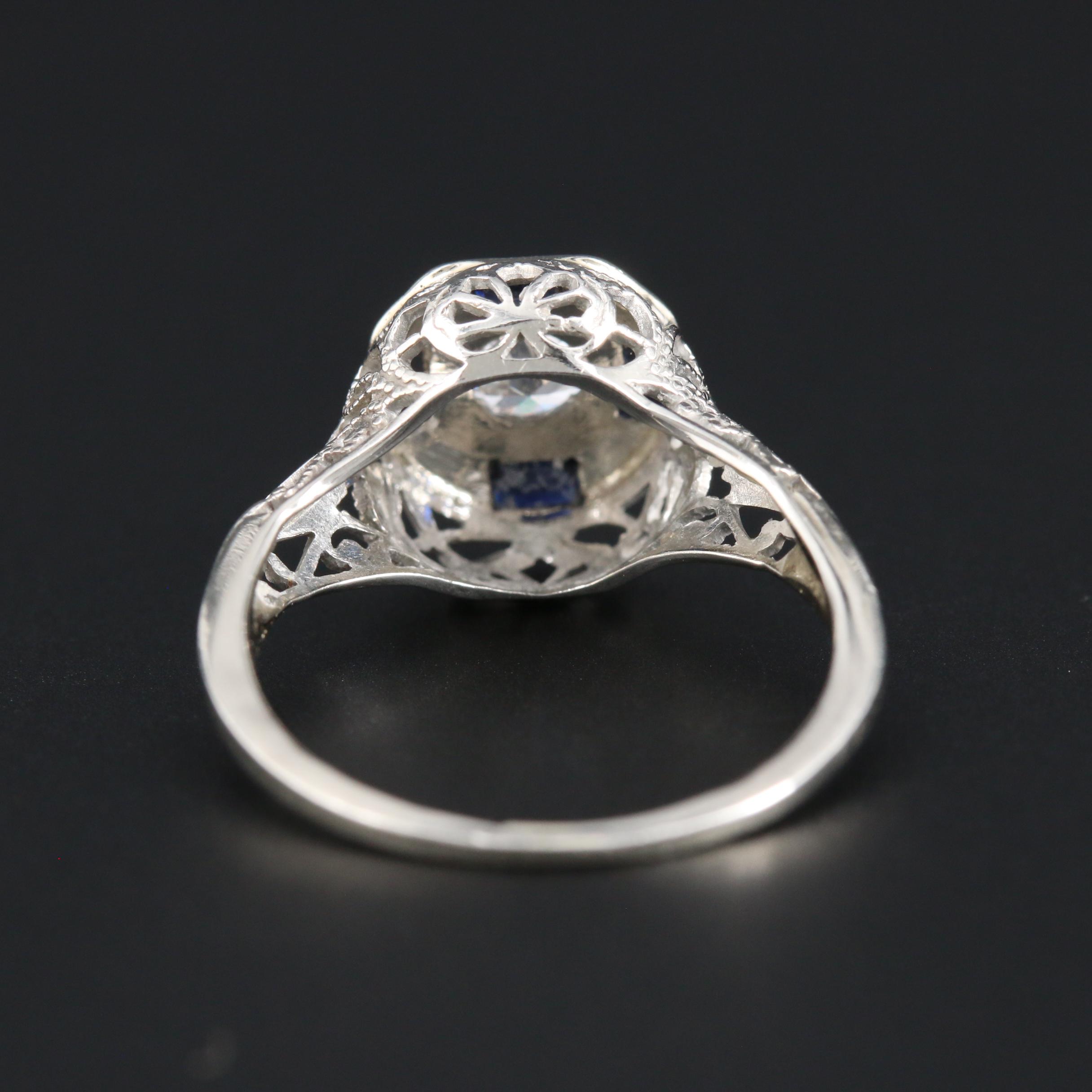 18K White Gold Diamond and Sapphire Ring