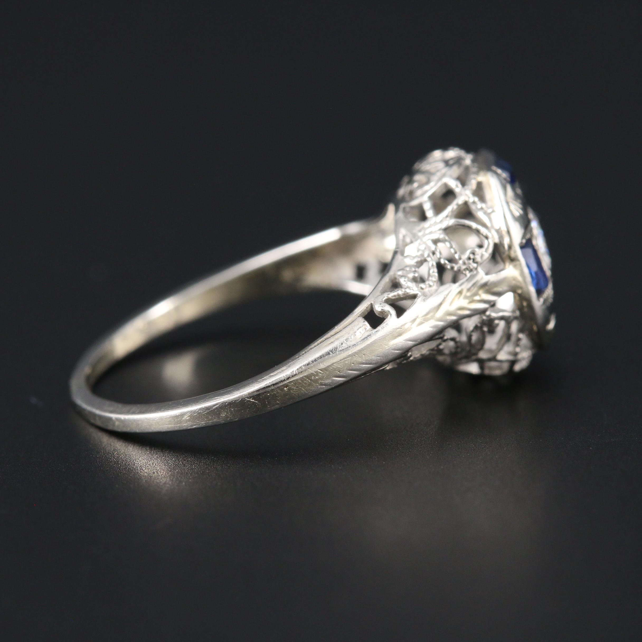 18K White Gold Diamond and Sapphire Ring