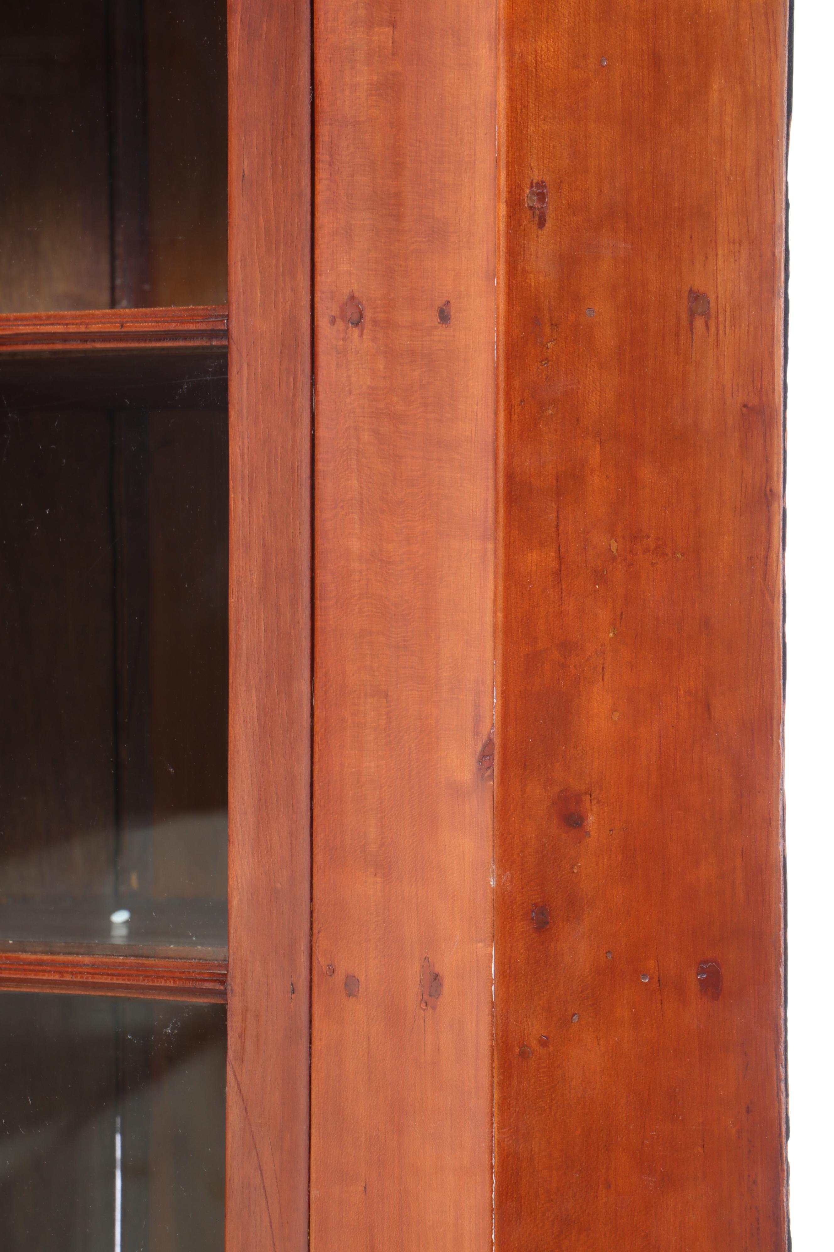 American Cherry Glazed-Door Corner Cupboard, Mid-19th Century