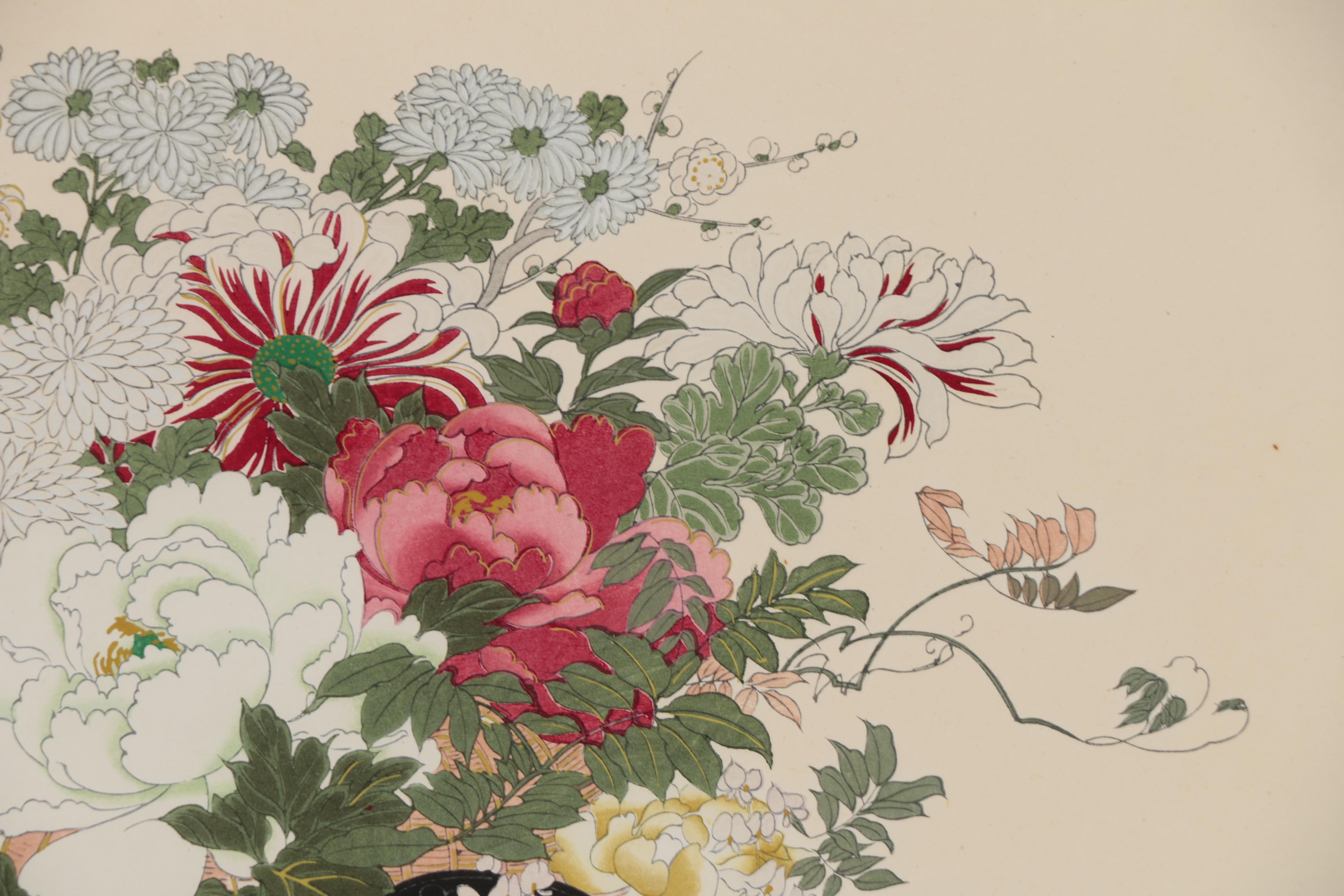 Japanese Flower Cart Woodblock