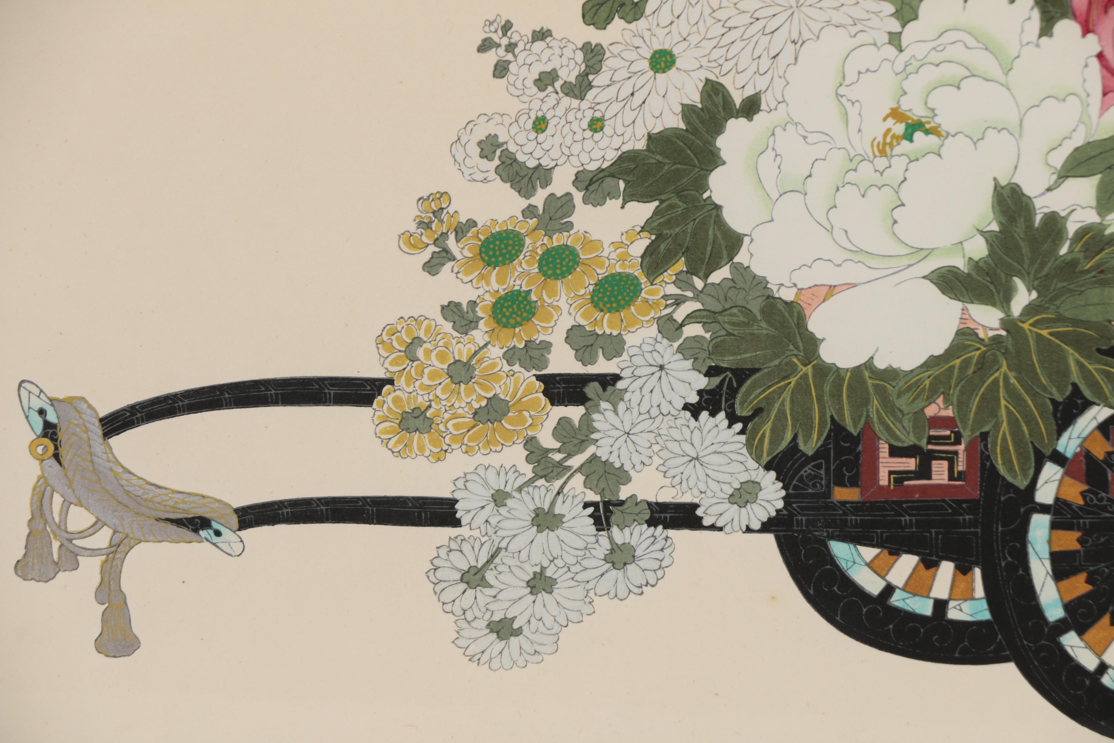Japanese Flower Cart Woodblock