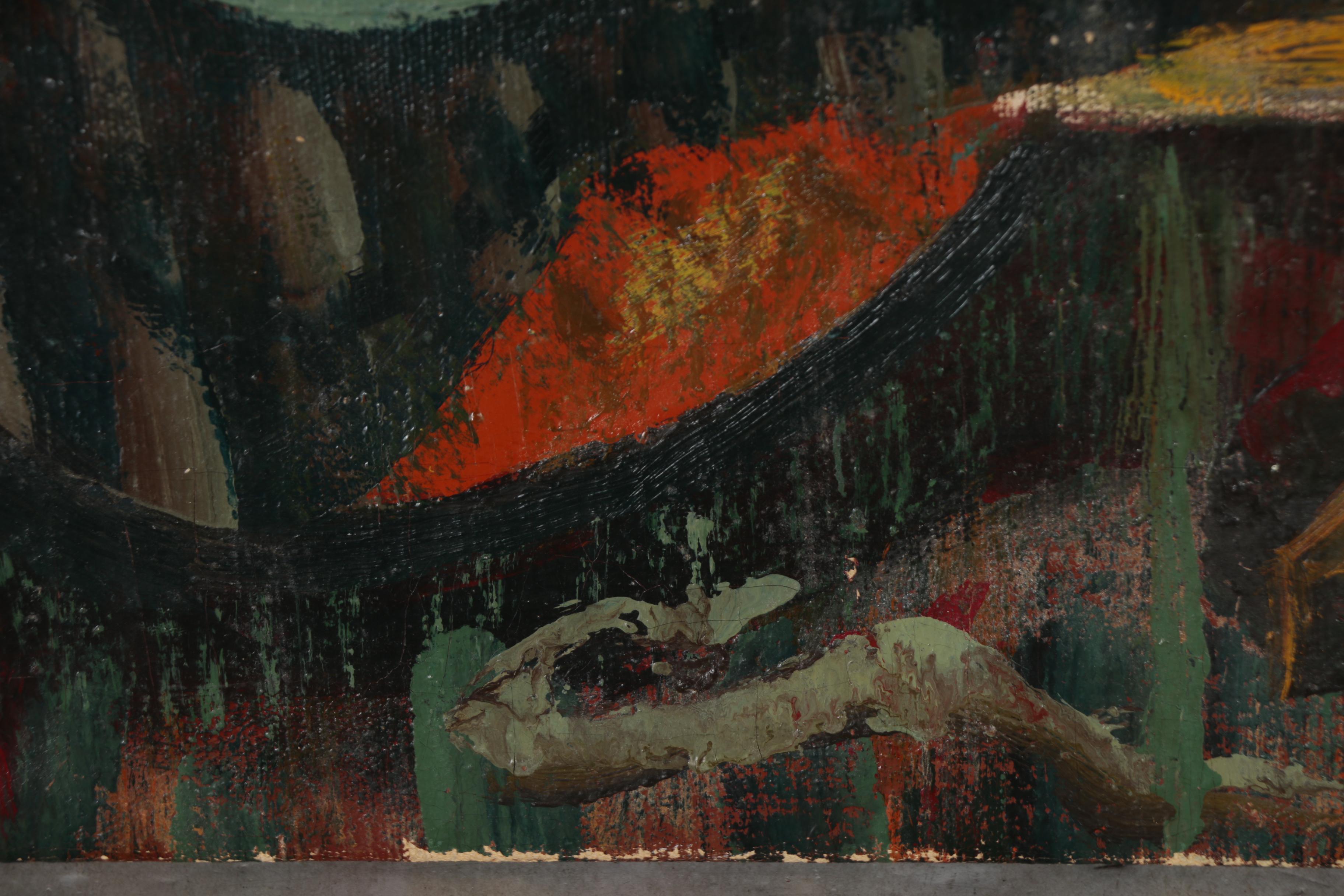 Howard Mitcham Oil Painting of Nocturnal Cityscape, 1945