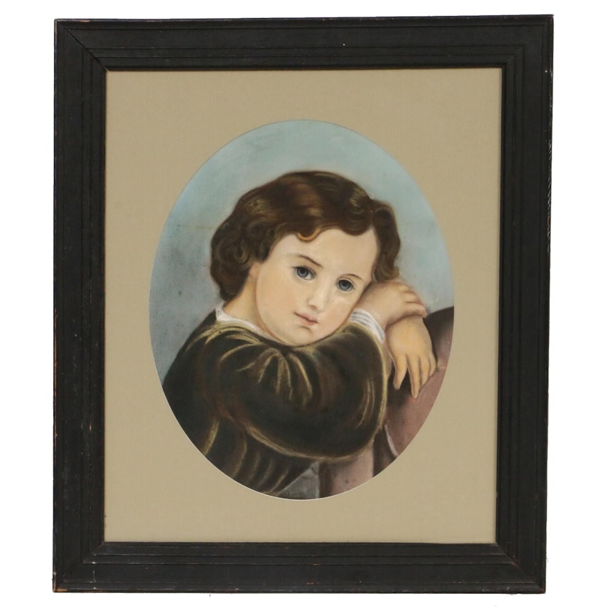 Portrait of Young Child Pastel Drawing, Late 19th to Early 20th Century