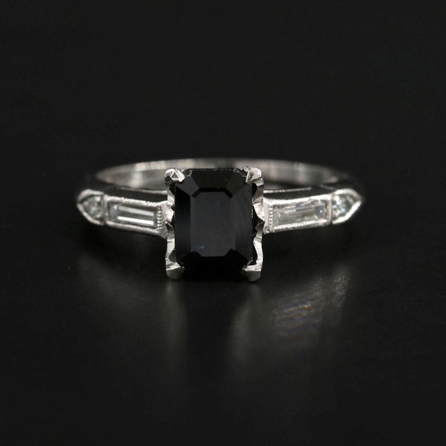 Platinum 1.31 CT Sapphire and Diamond Ring