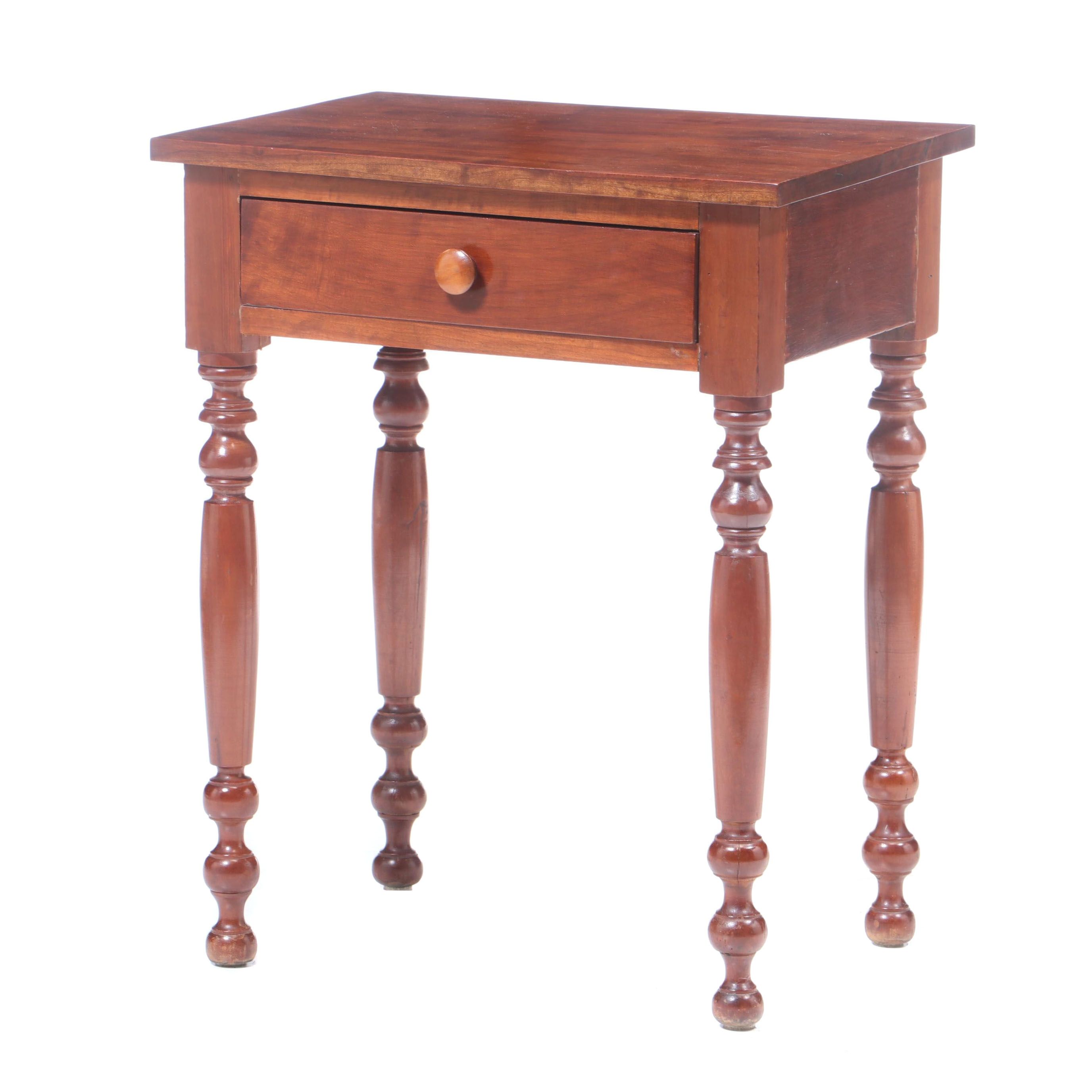 American Primitive One-Drawer Cherry Table, Mid-19th Century