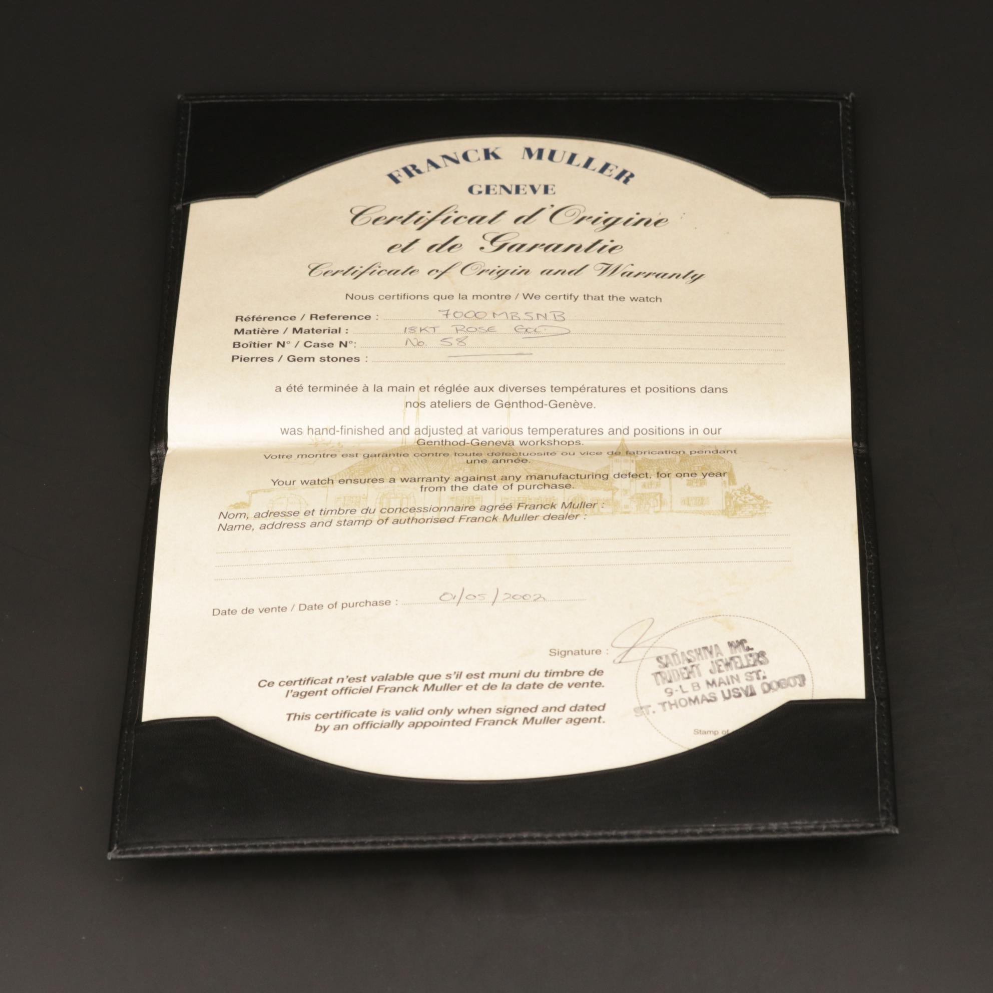 Franck Muller Master Banker 7000 MB 18K Rose Gold Watch, 2002