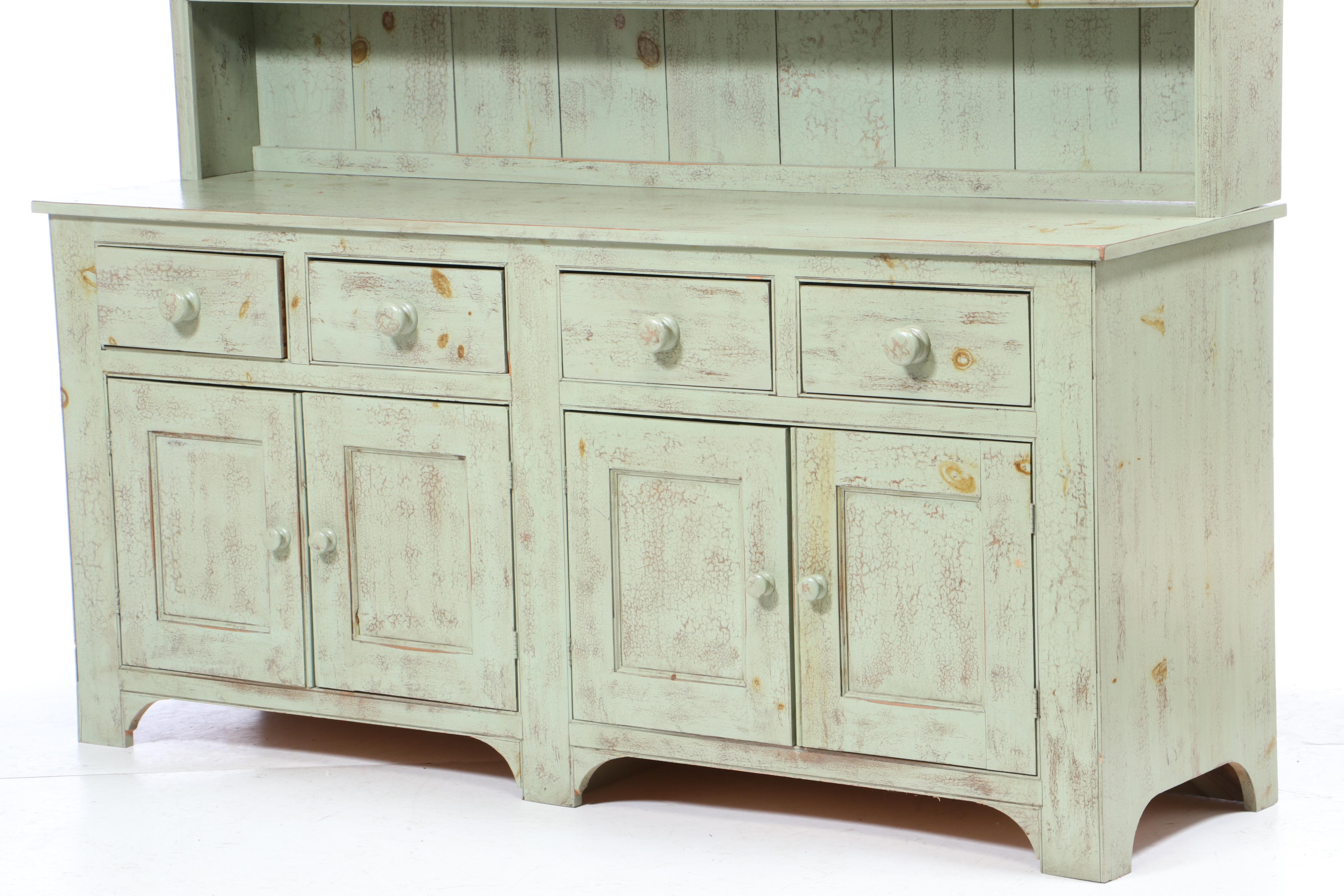 Welsh Style British Traditions Crackle-Glazed Cupboard, Late 20th Century