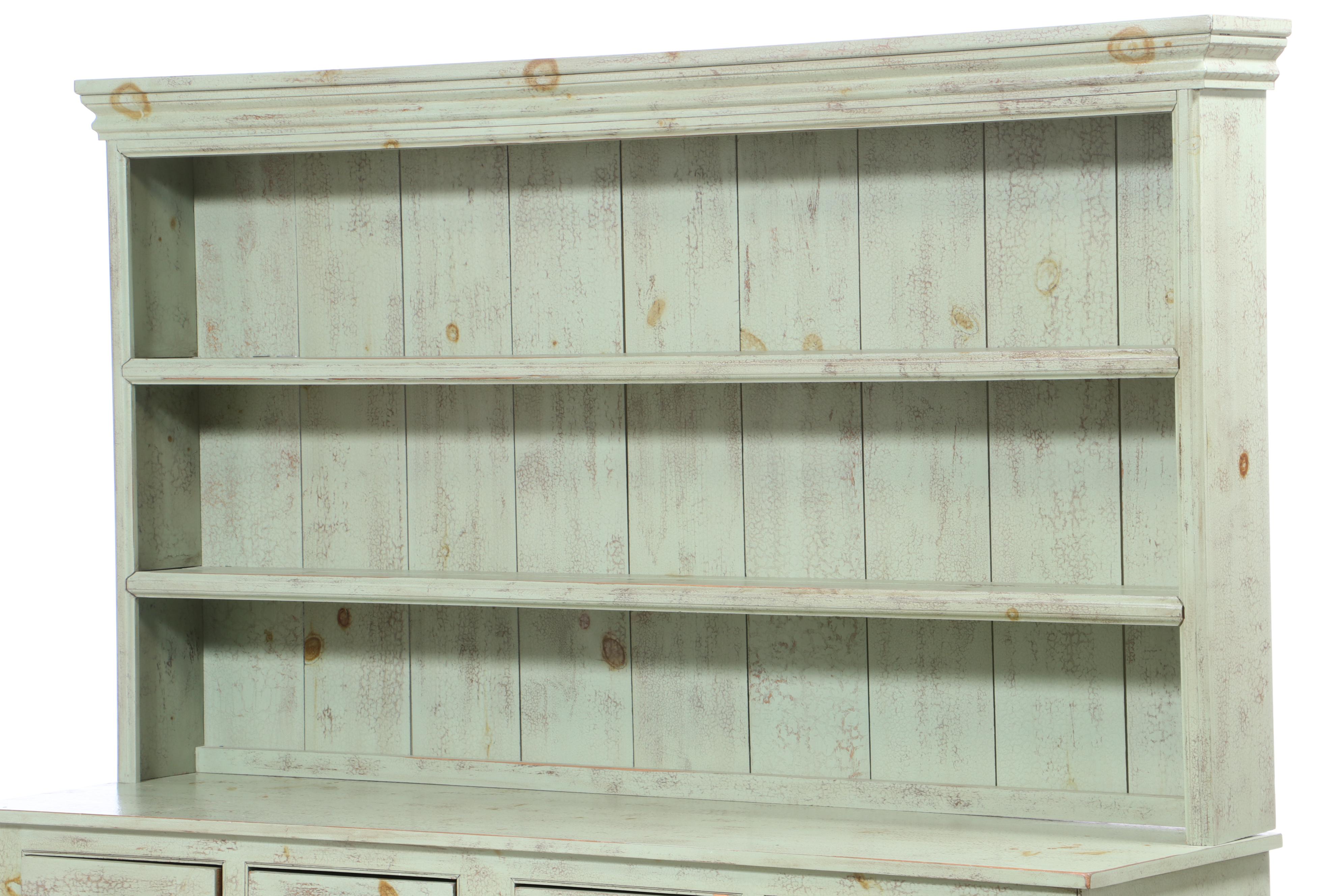 Welsh Style British Traditions Crackle-Glazed Cupboard, Late 20th Century