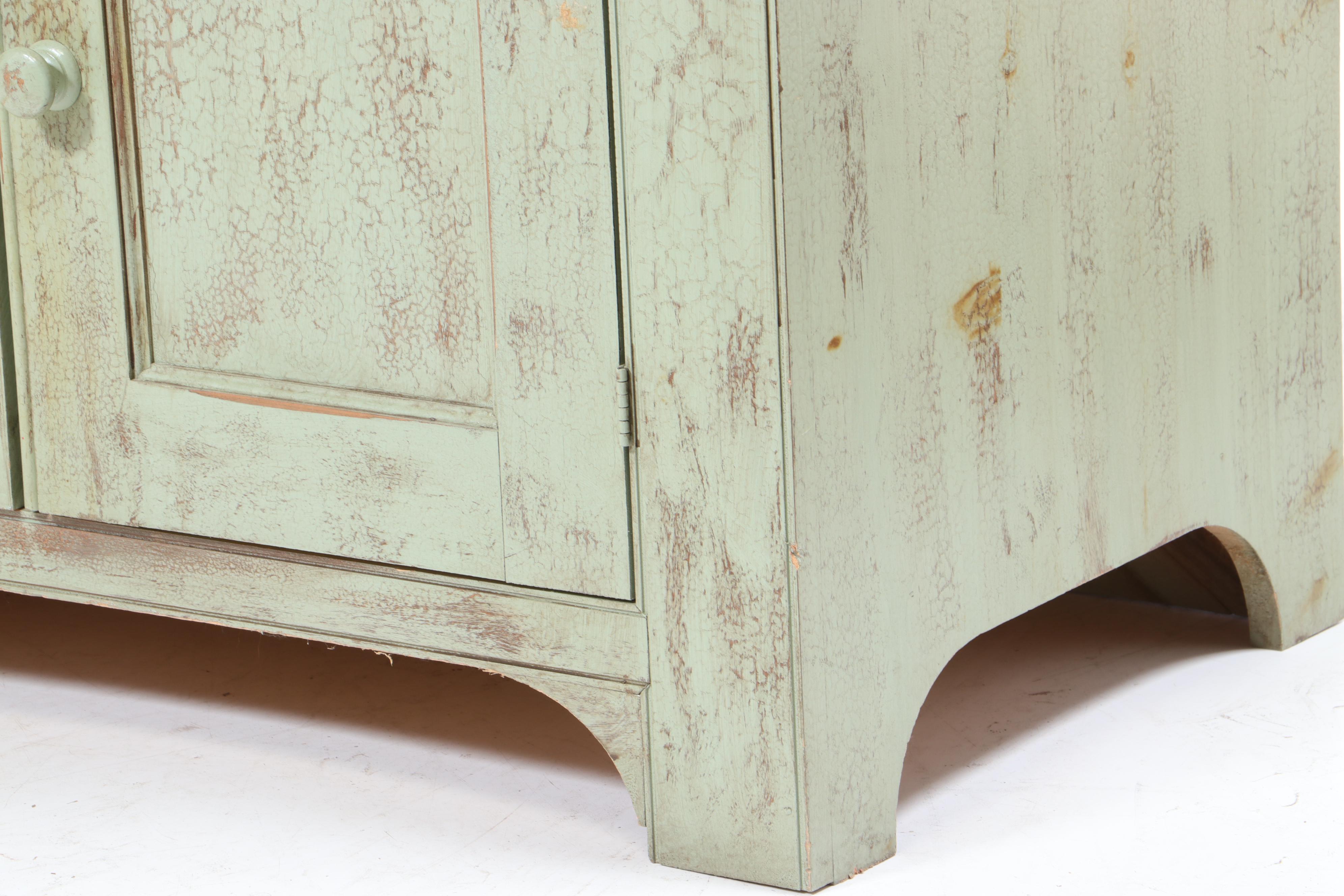 Welsh Style British Traditions Crackle-Glazed Cupboard, Late 20th Century