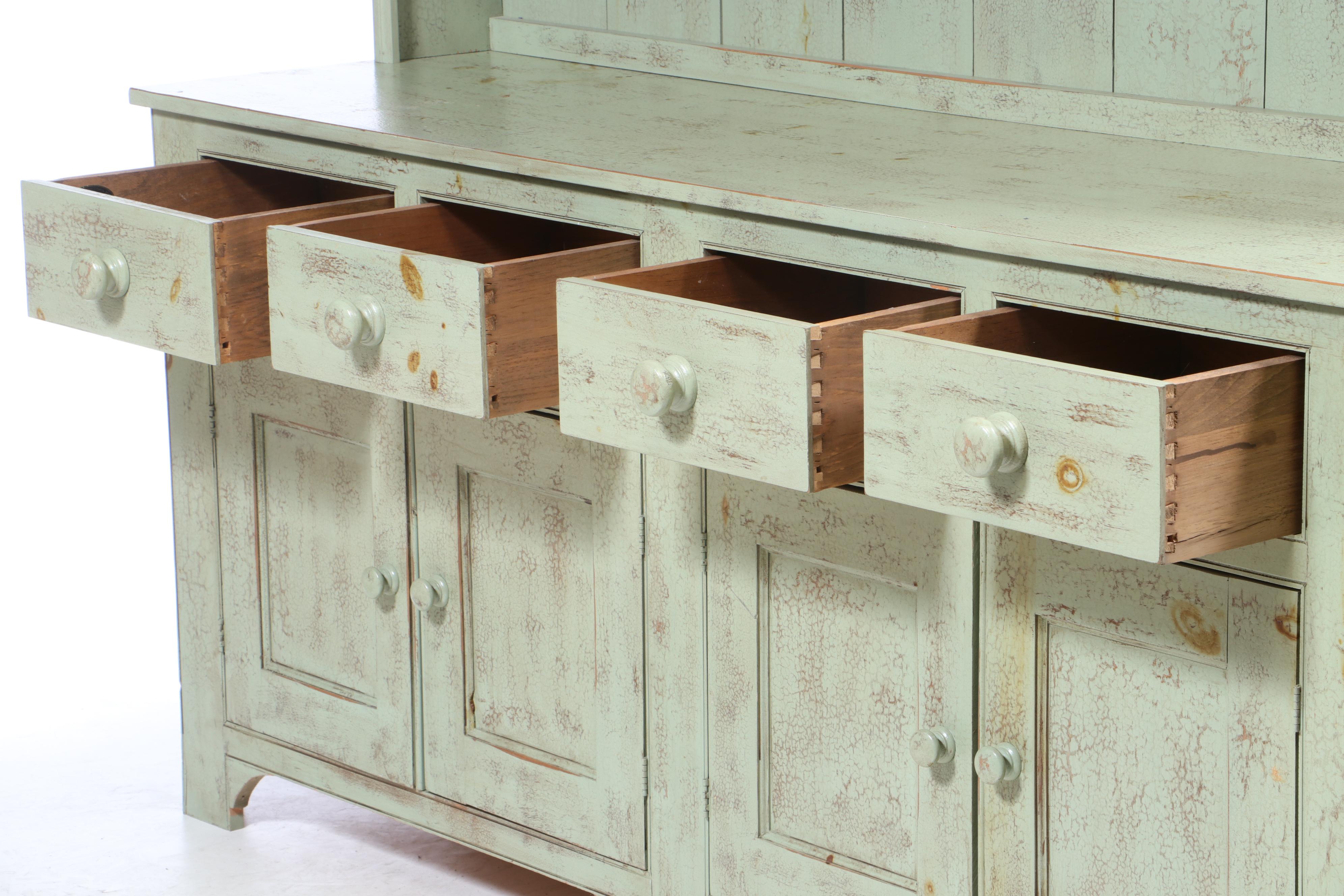 Welsh Style British Traditions Crackle-Glazed Cupboard, Late 20th Century