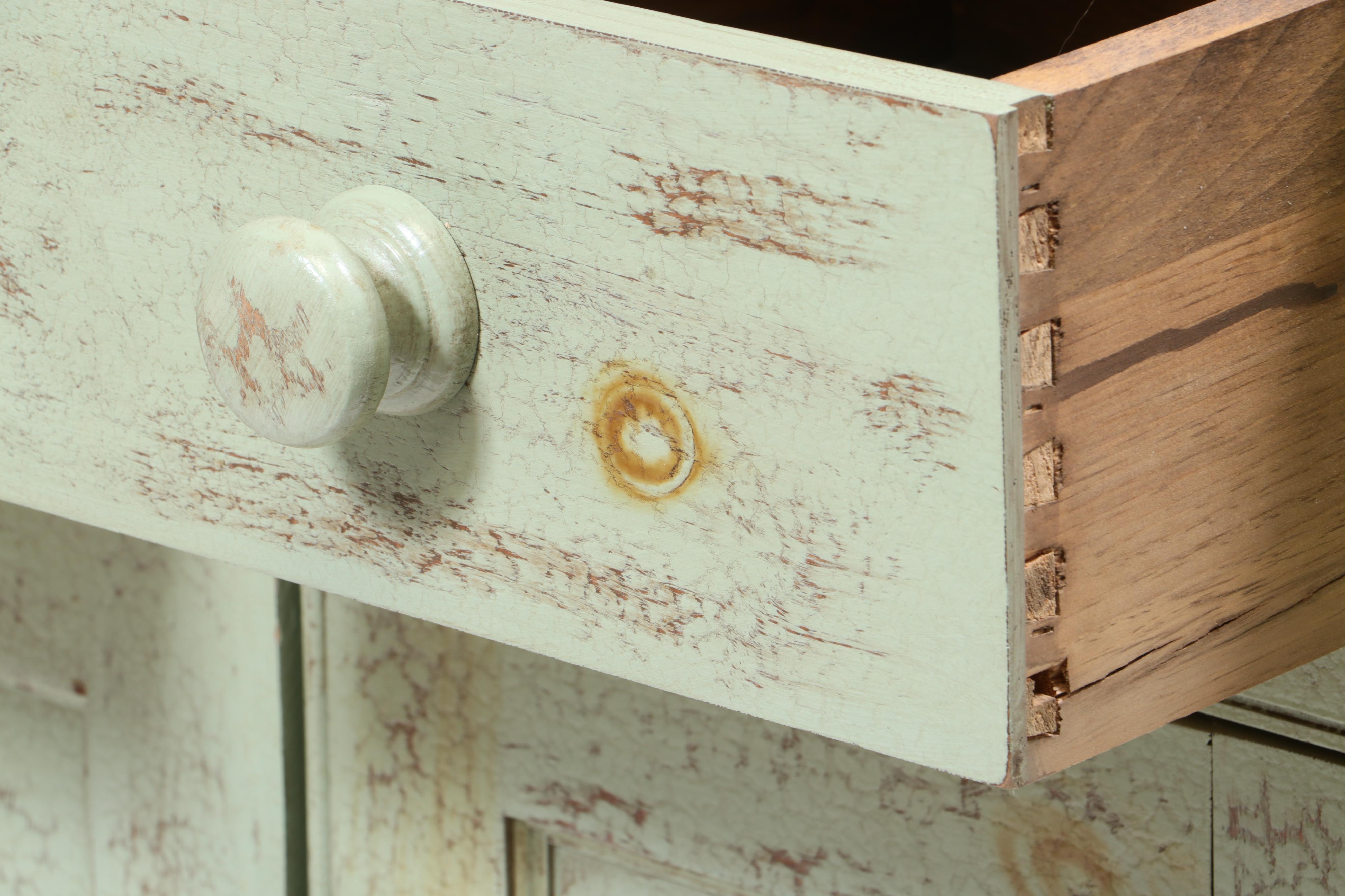 Welsh Style British Traditions Crackle-Glazed Cupboard, Late 20th Century