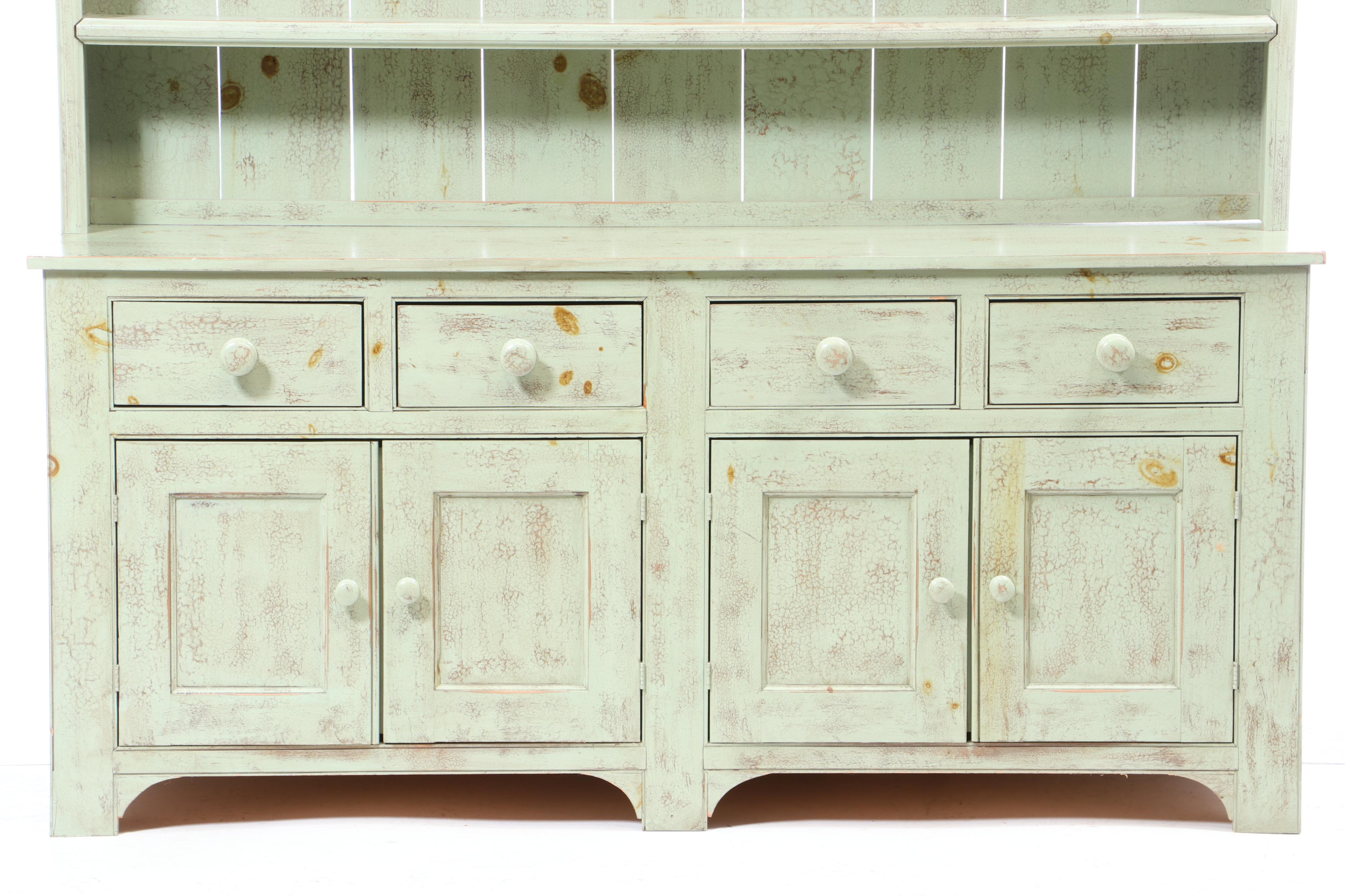 Welsh Style British Traditions Crackle-Glazed Cupboard, Late 20th Century