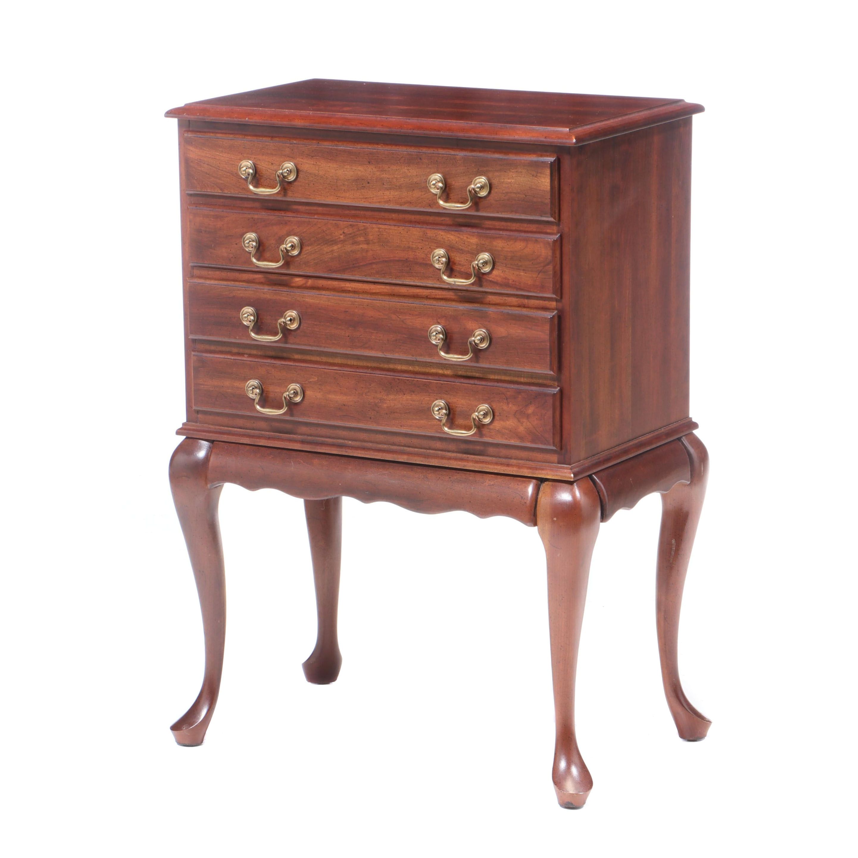 Queen Anne Style Cherry Silverware Chest of Drawers, Mid-20th Century