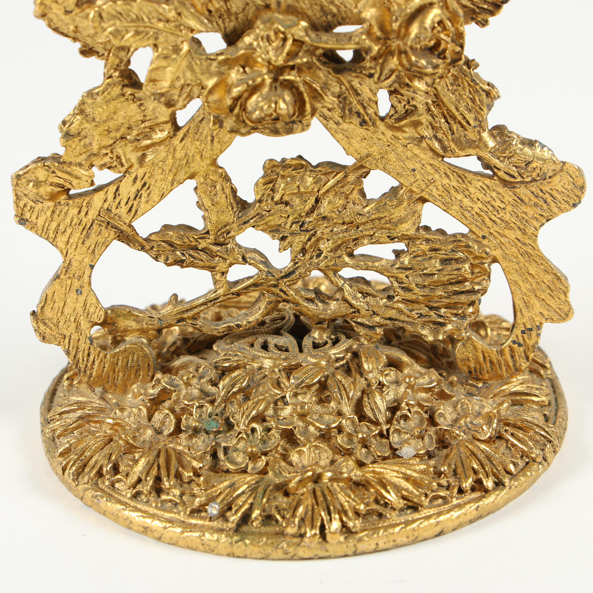 German Globe Gilt Metal Floral Alarm Clock