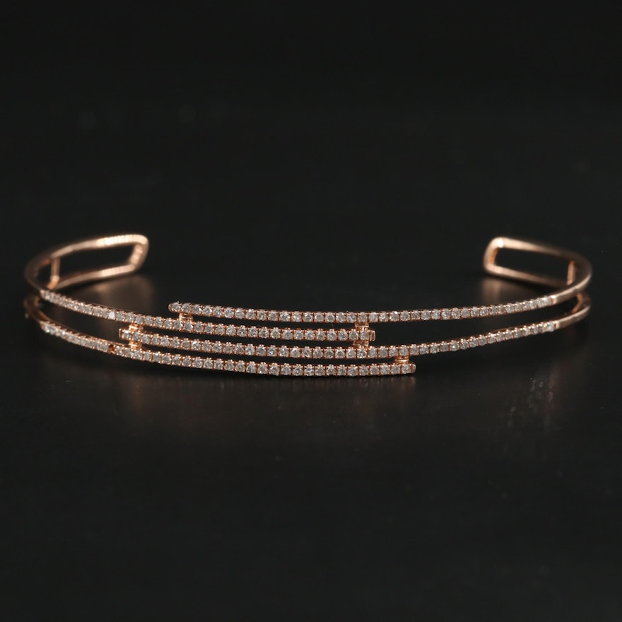 14K Rose Gold Diamond Cuff Bracelet