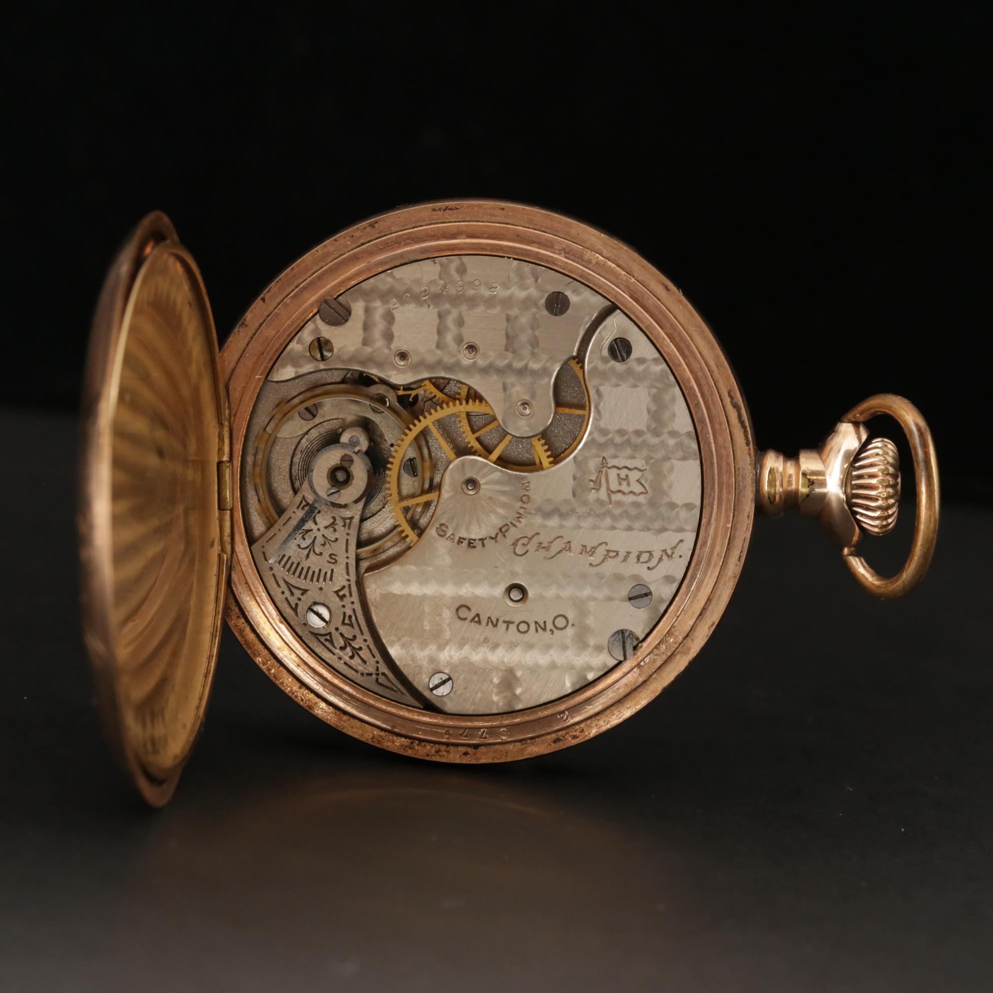 Antique Hampden Gold Filled Hunter Case Pocket Watch, 1907