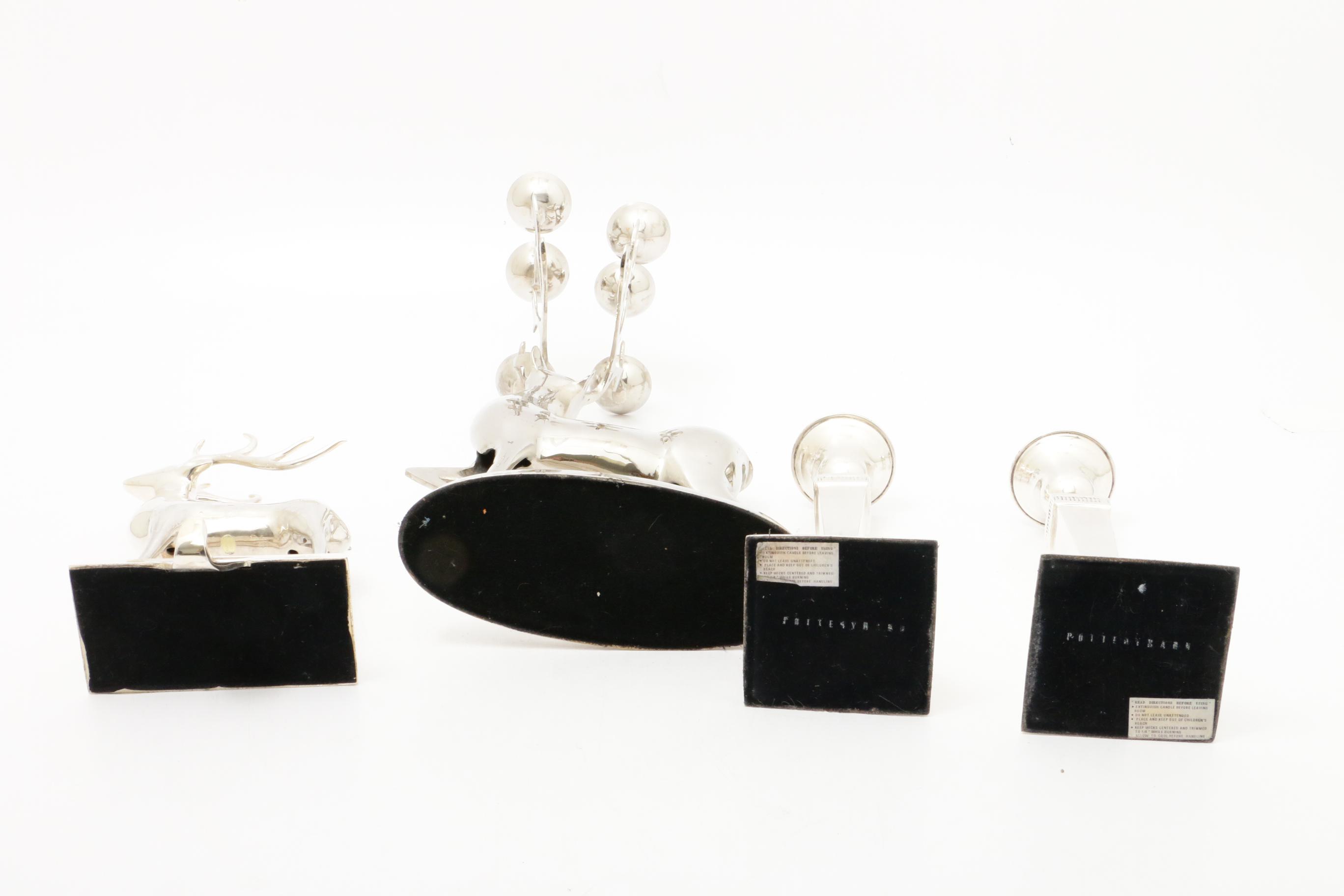 Pottery Barn Reindeer, Column Candlesticks, Kugel Style Ornaments and More