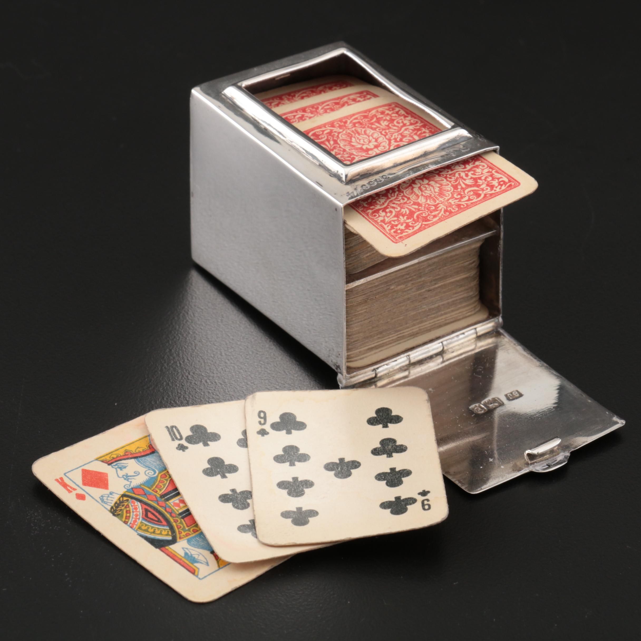 Samuel Jacob Sterling Silver Cased Letterpress Playing Cards, 1900