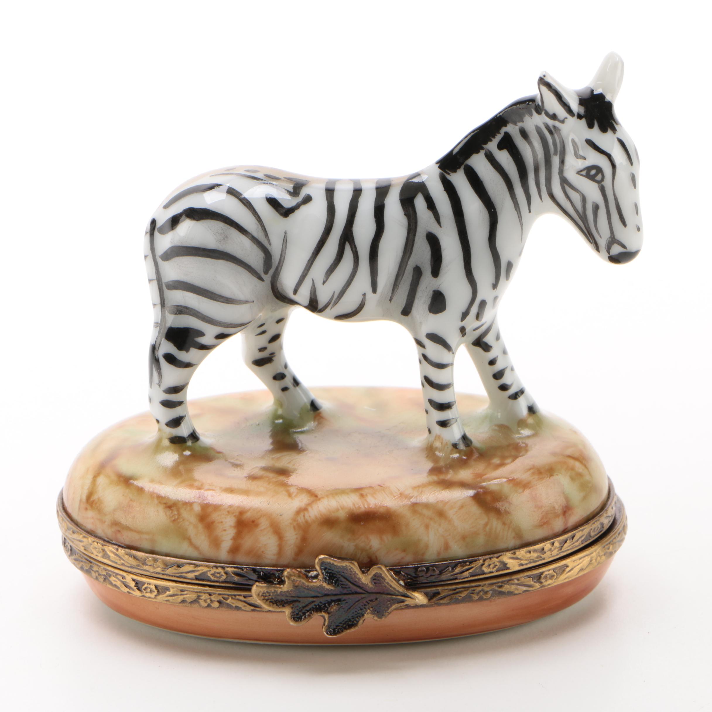 Gerard Ribierre Limoges Porcelain "Zebra" Trinket Box