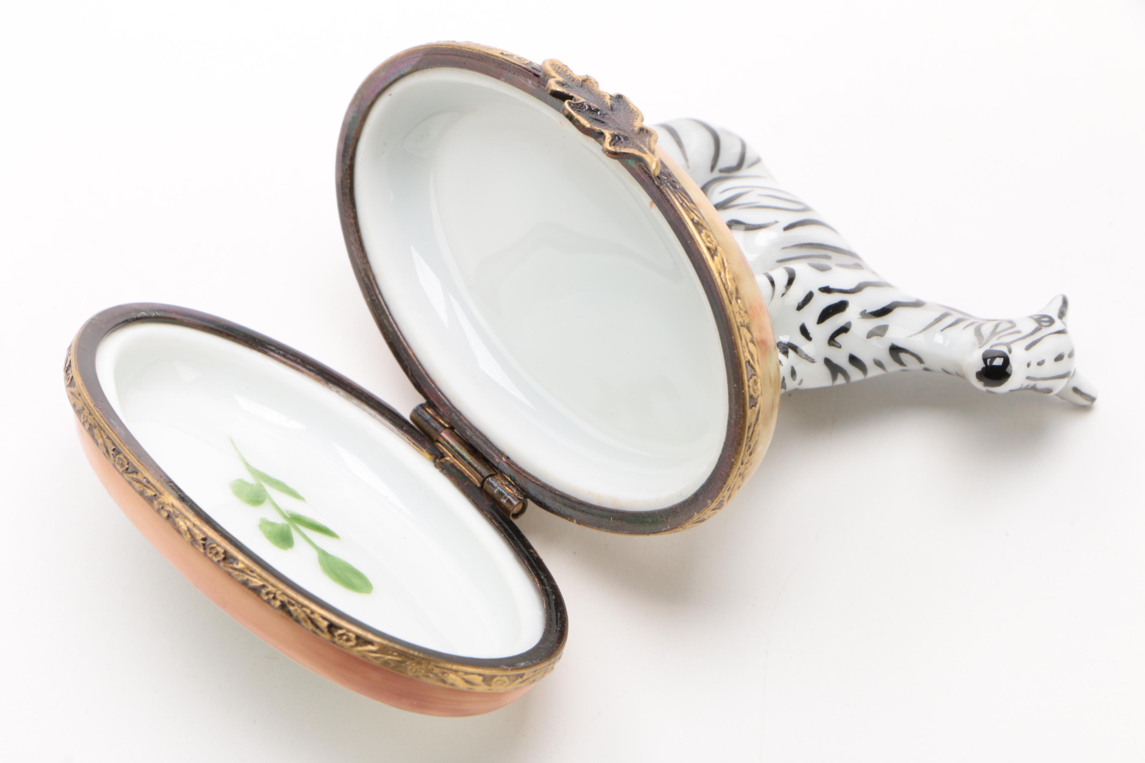 Gerard Ribierre Limoges Porcelain "Zebra" Trinket Box