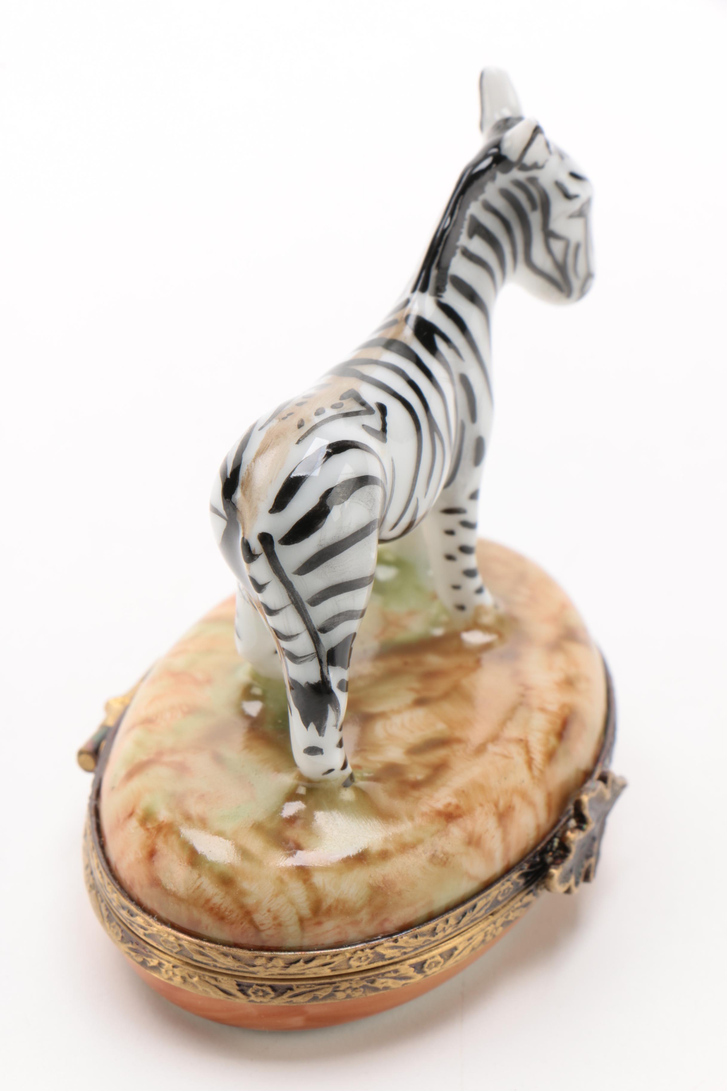 Gerard Ribierre Limoges Porcelain "Zebra" Trinket Box