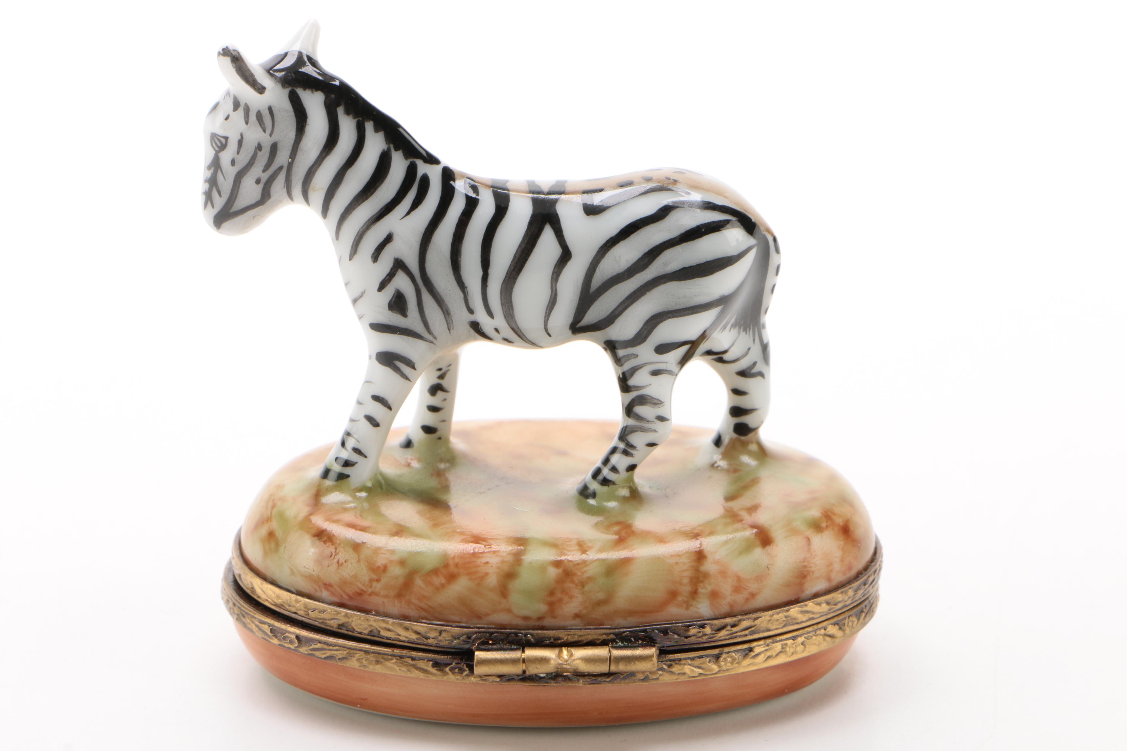 Gerard Ribierre Limoges Porcelain "Zebra" Trinket Box