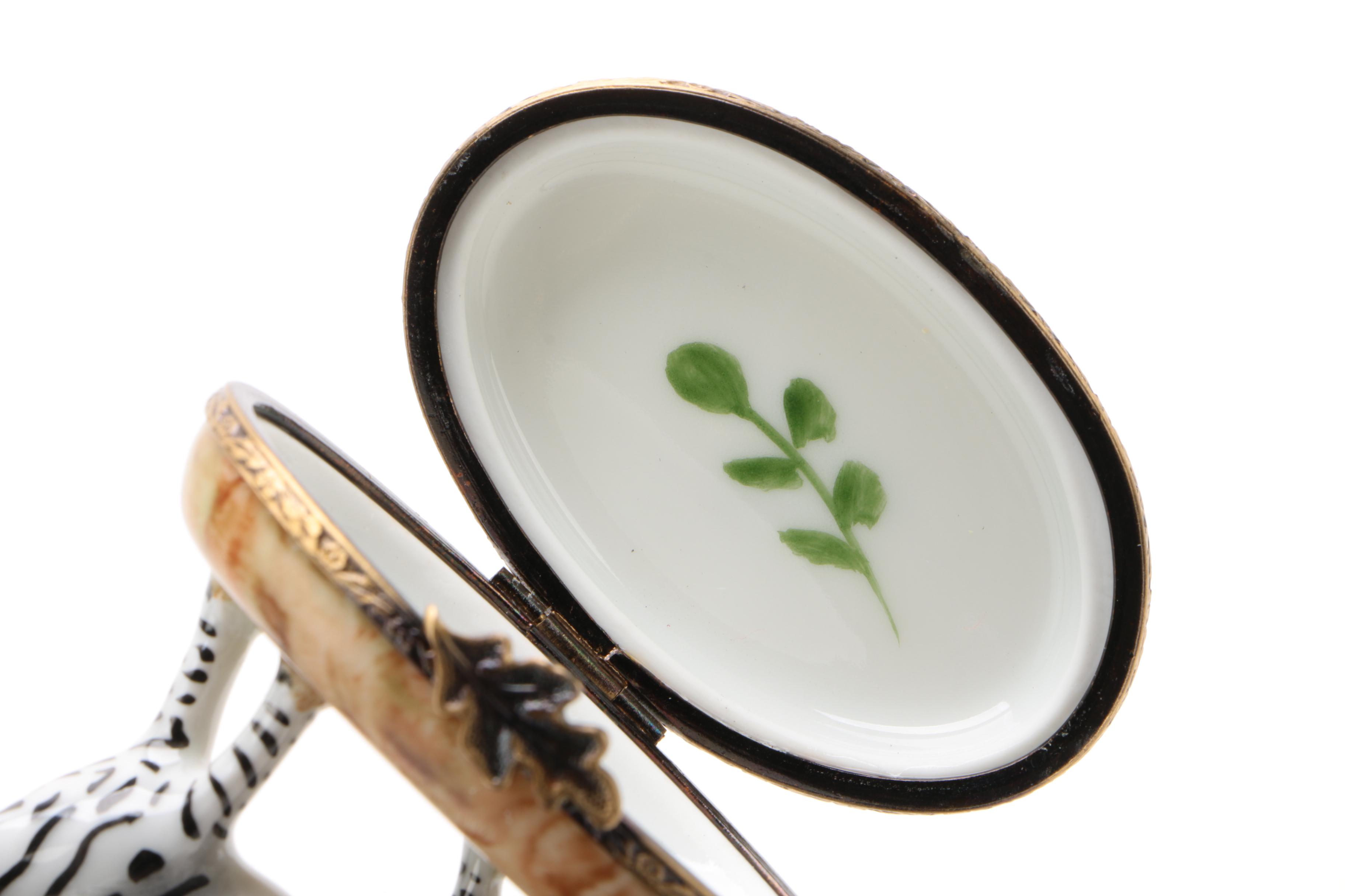 Gerard Ribierre Limoges Porcelain "Zebra" Trinket Box