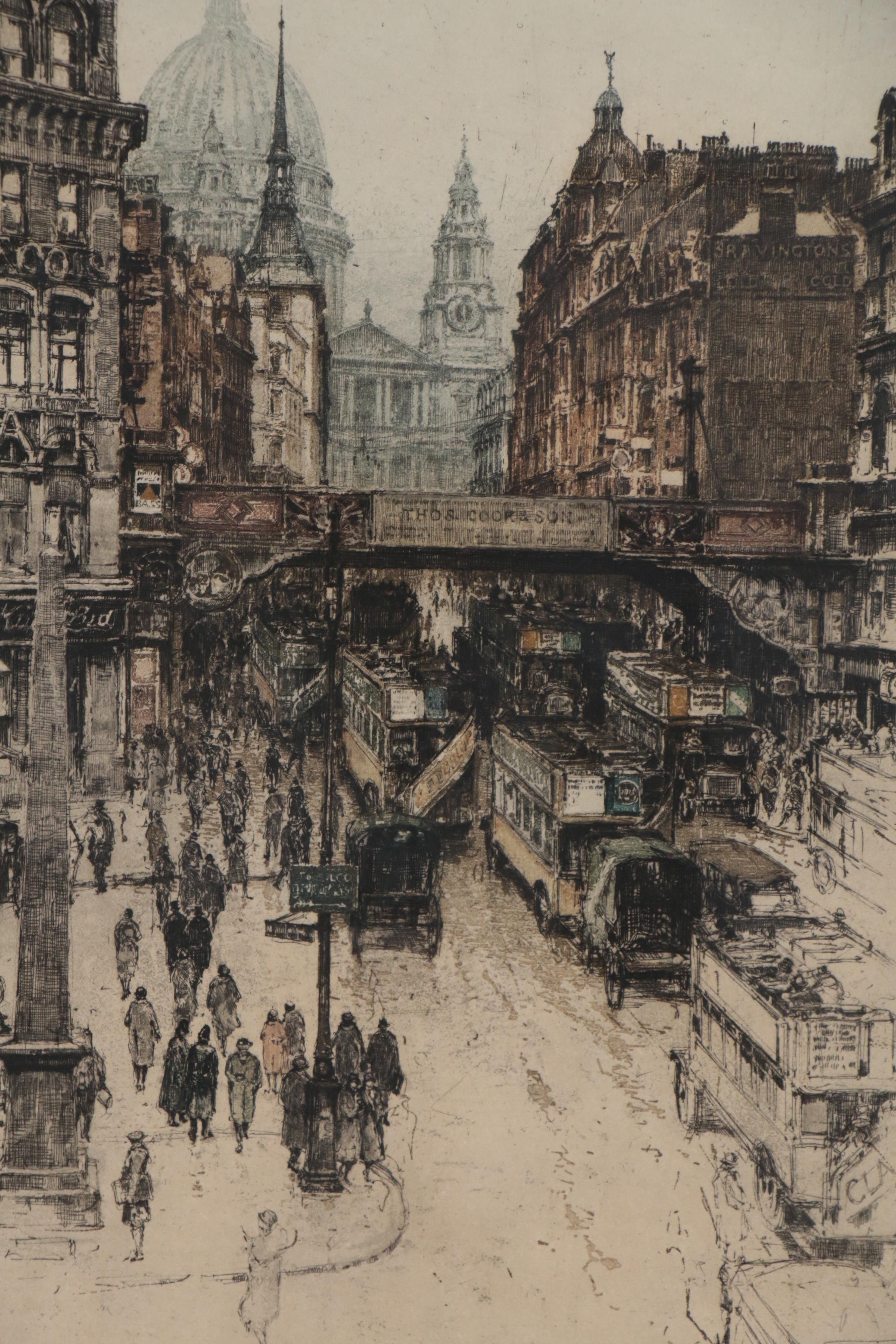 Luigi Kasimir Etching of London, circa 1925