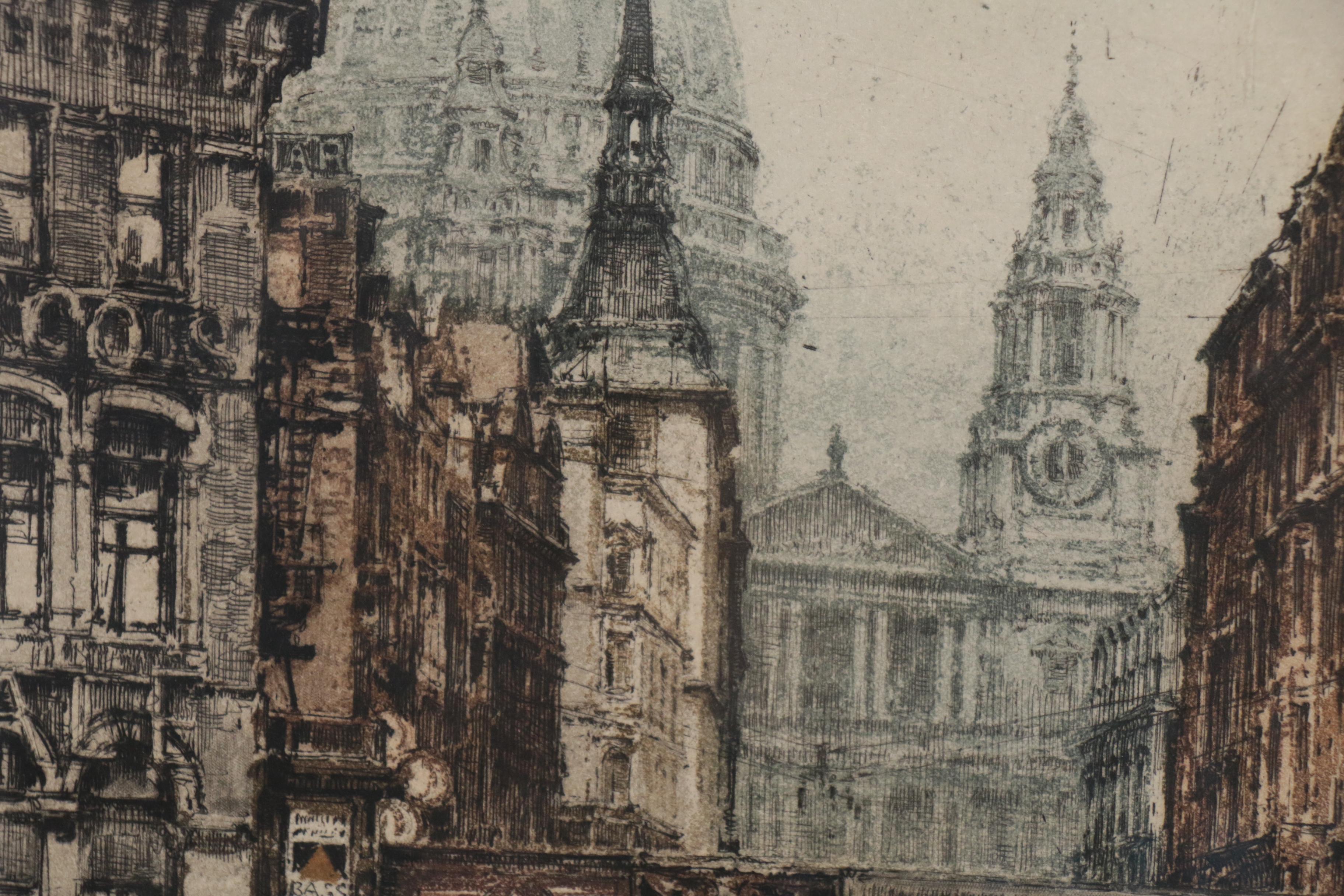 Luigi Kasimir Etching of London, circa 1925