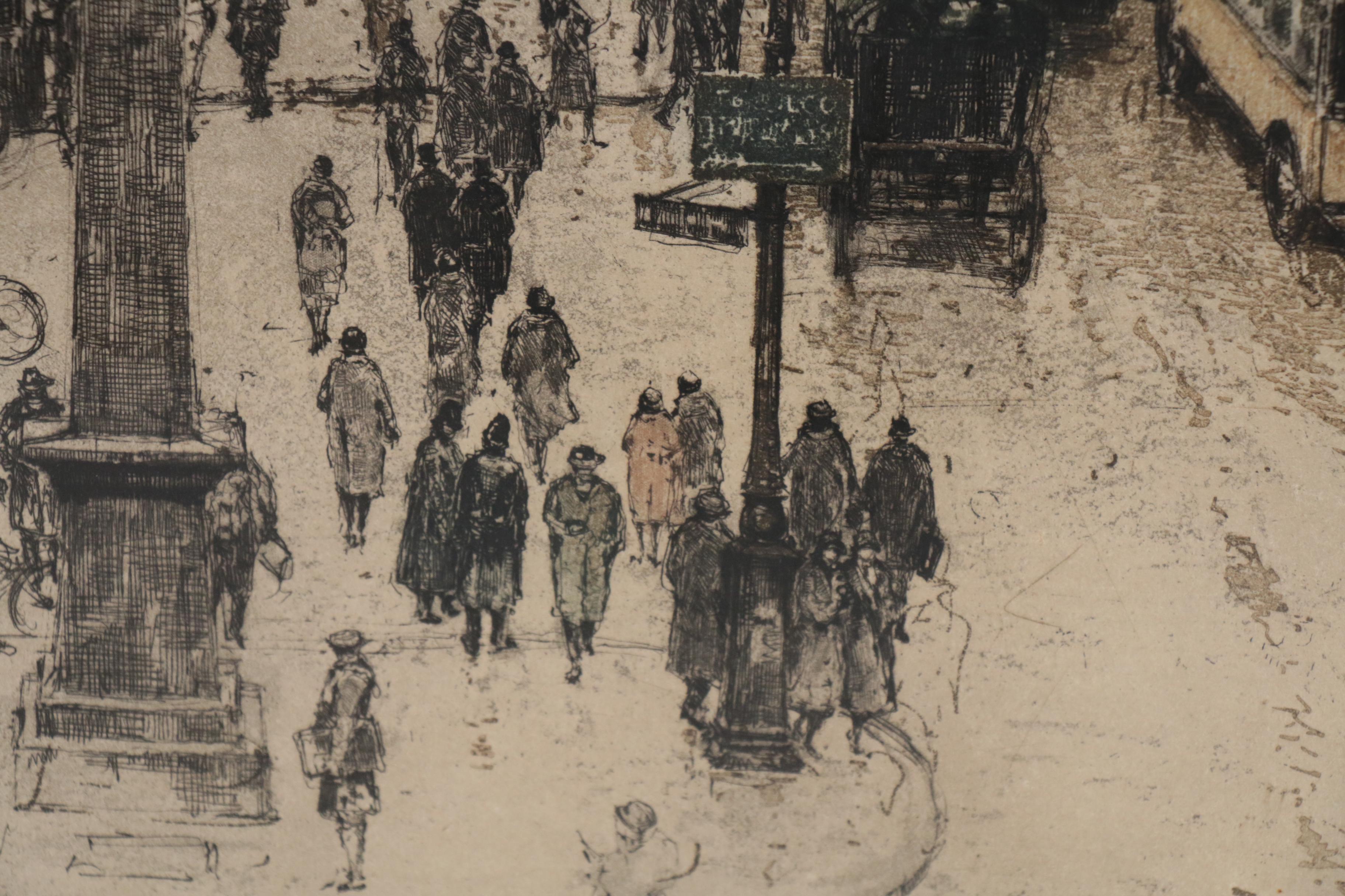 Luigi Kasimir Etching of London, circa 1925