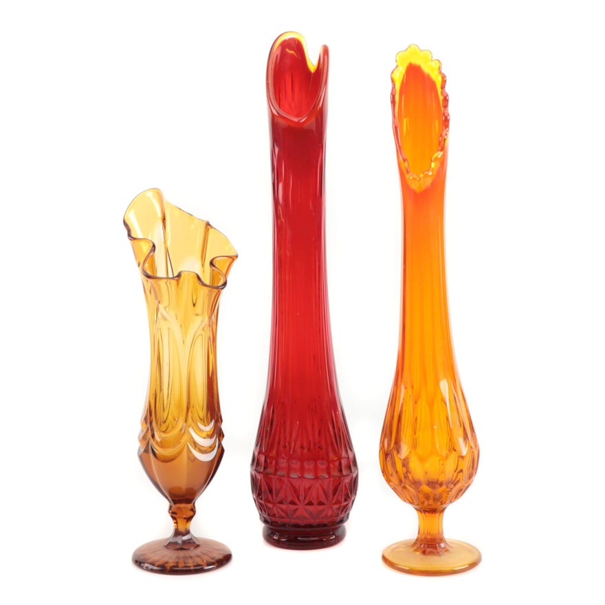 American Mid Century Modern Swung Art Glass Vases