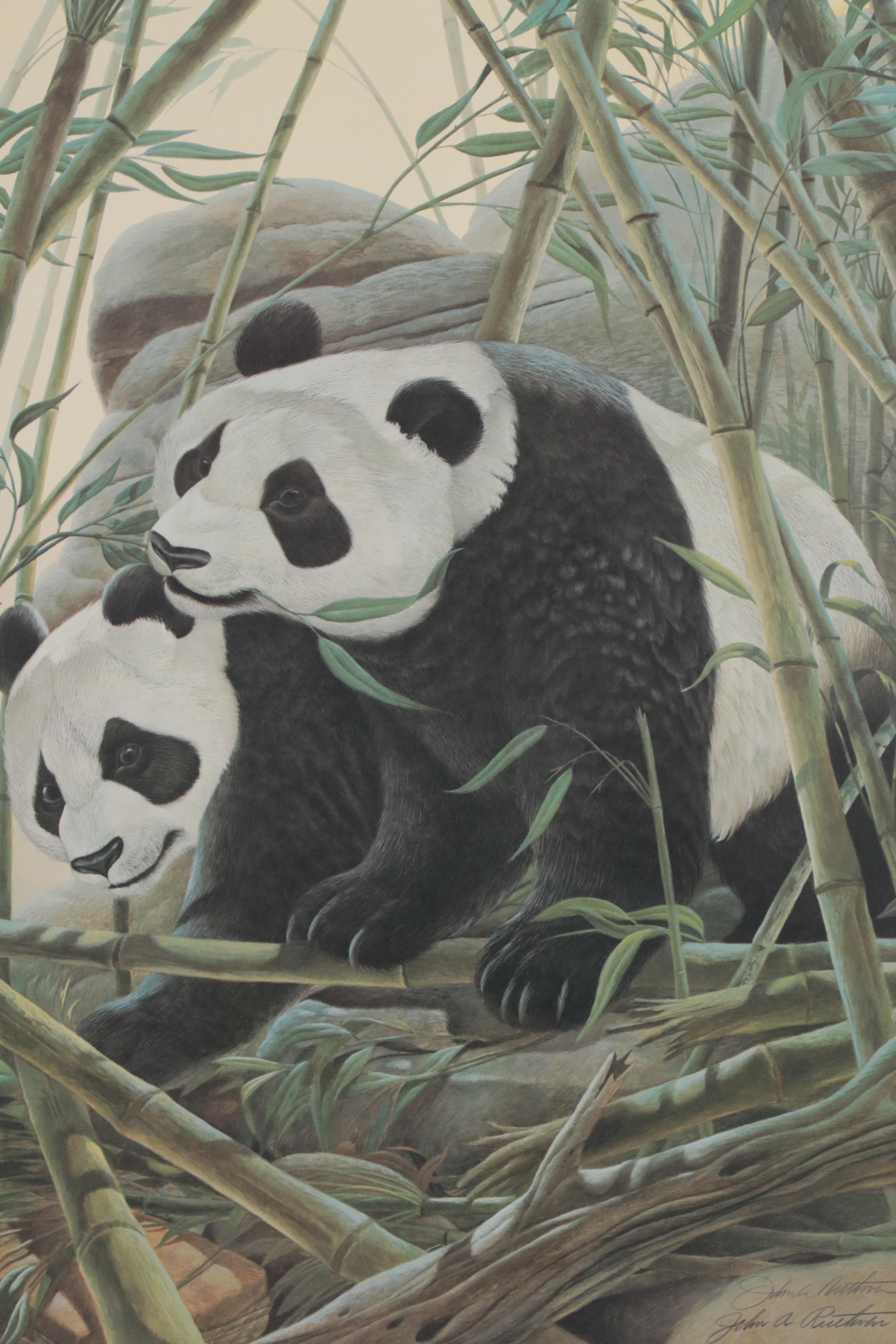 John Ruthven Offset Lithograph "Giant Pandas"