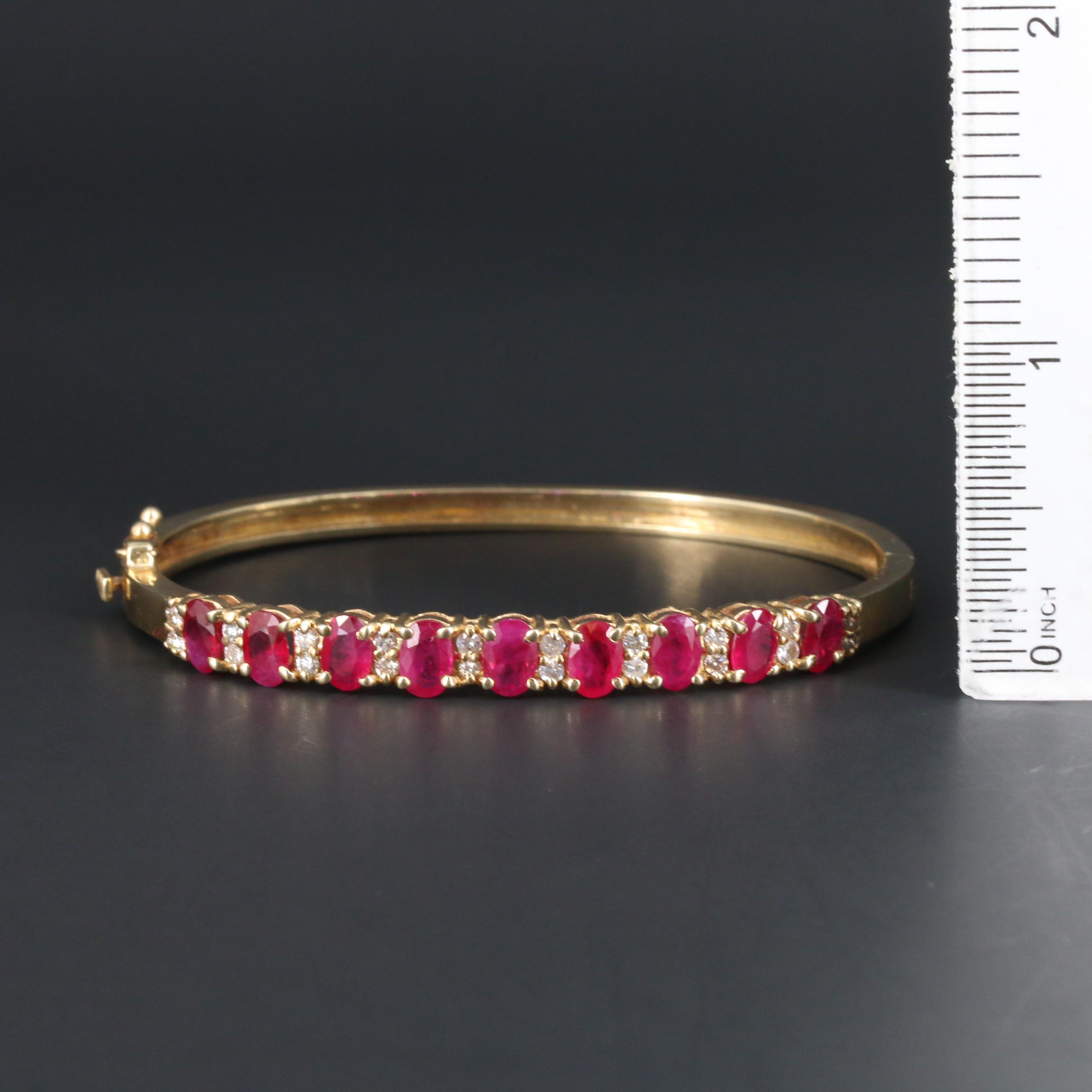 14K Yellow Gold 5.90 CTW Ruby and Diamond Bracelet