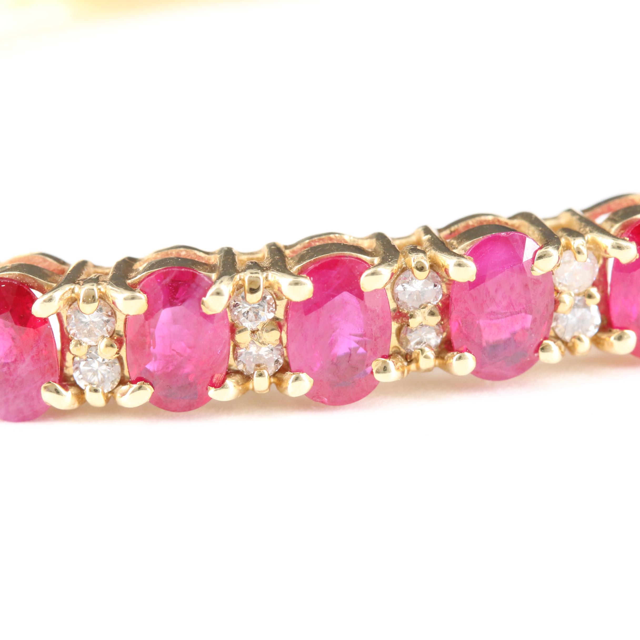 14K Yellow Gold 5.90 CTW Ruby and Diamond Bracelet