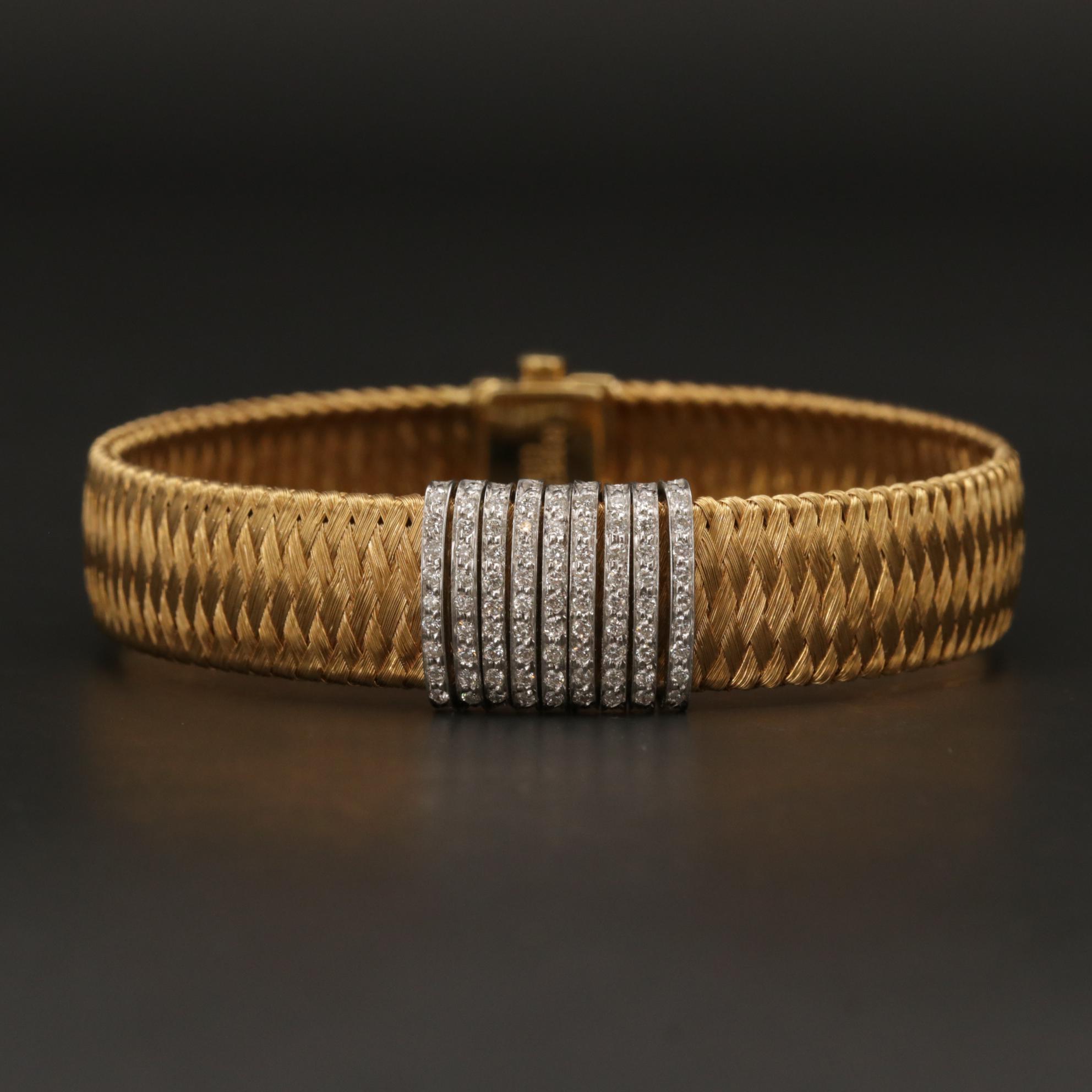 Roberto Coin "Silk Weave" 18K Diamond Bracelet
