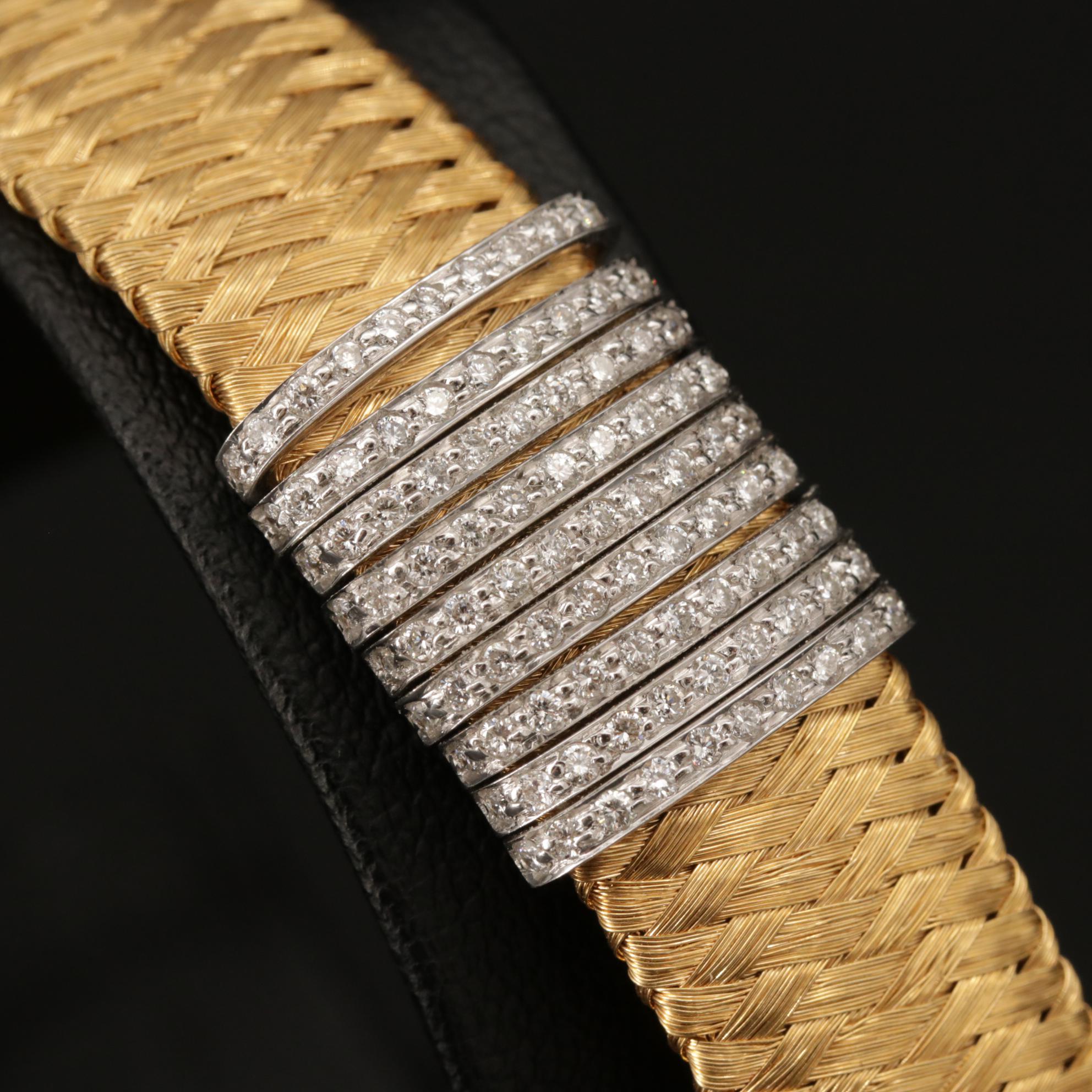 Roberto Coin "Silk Weave" 18K Diamond Bracelet
