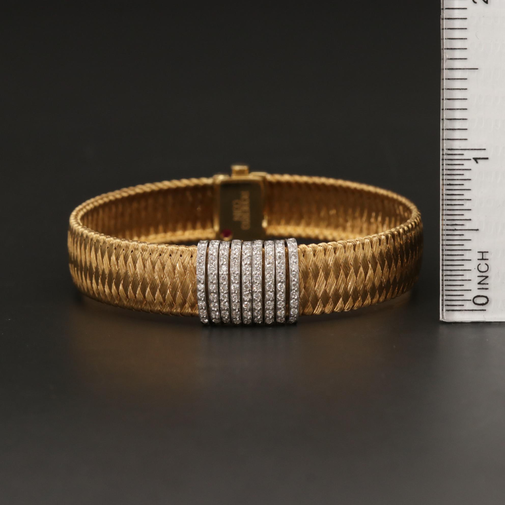 Roberto Coin "Silk Weave" 18K Diamond Bracelet