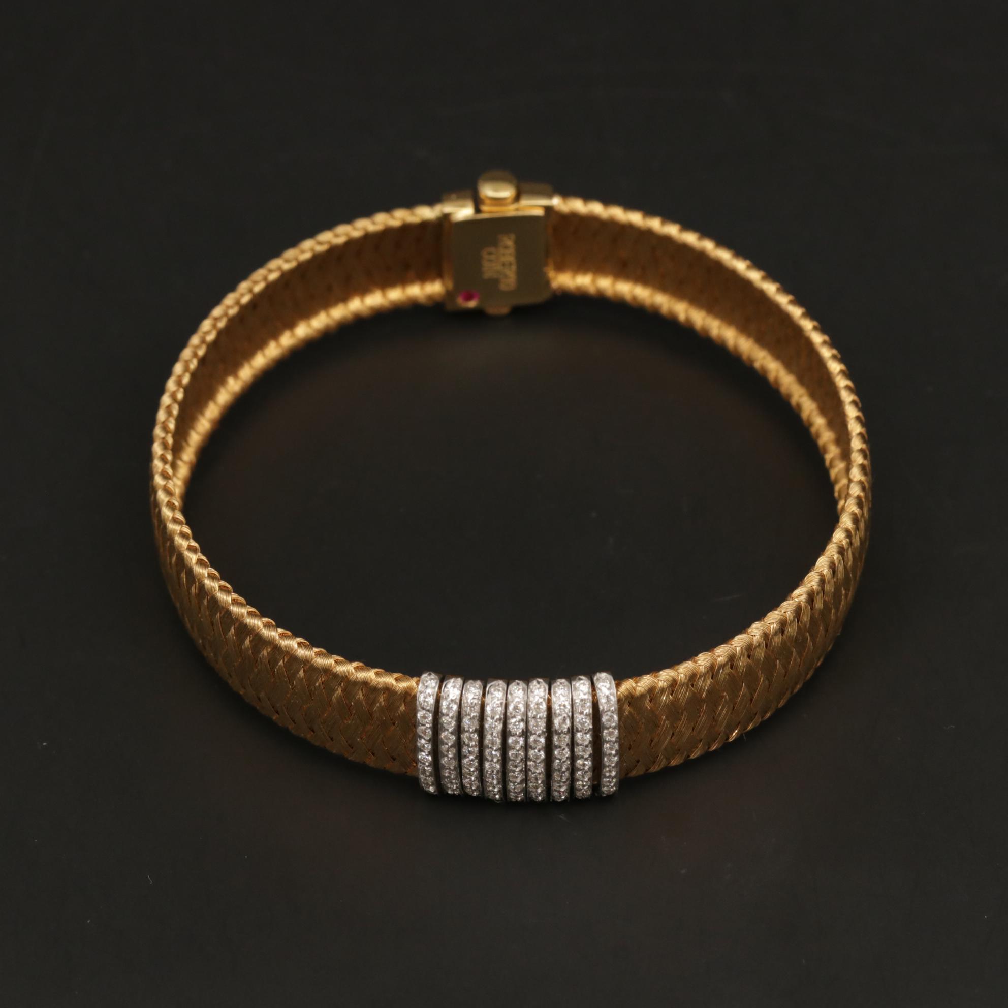 Roberto Coin "Silk Weave" 18K Diamond Bracelet