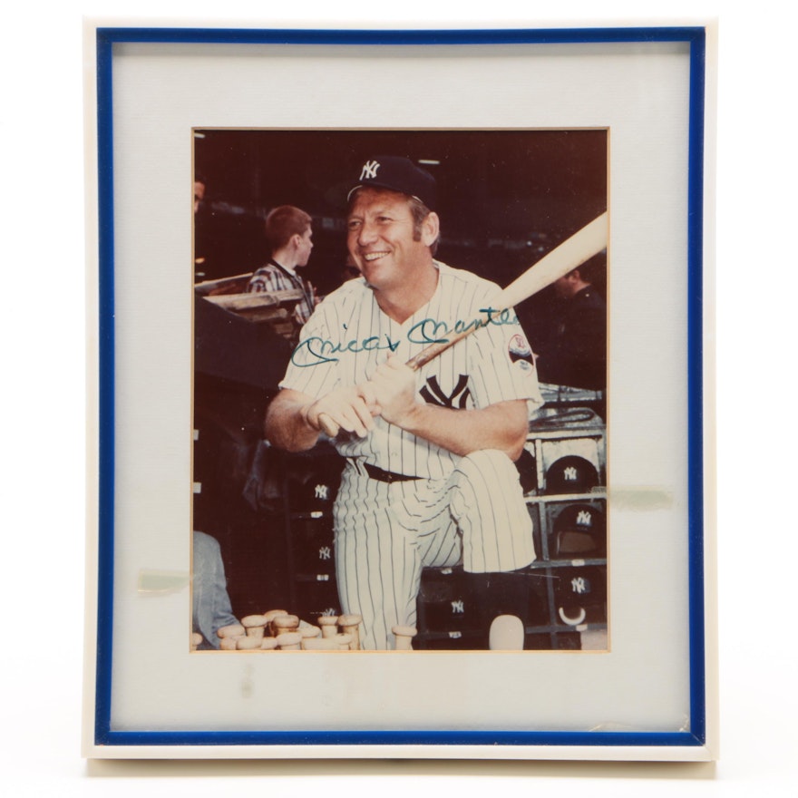 Mickey Mantle Signed New York Yankees Framed Baseball Photo Print