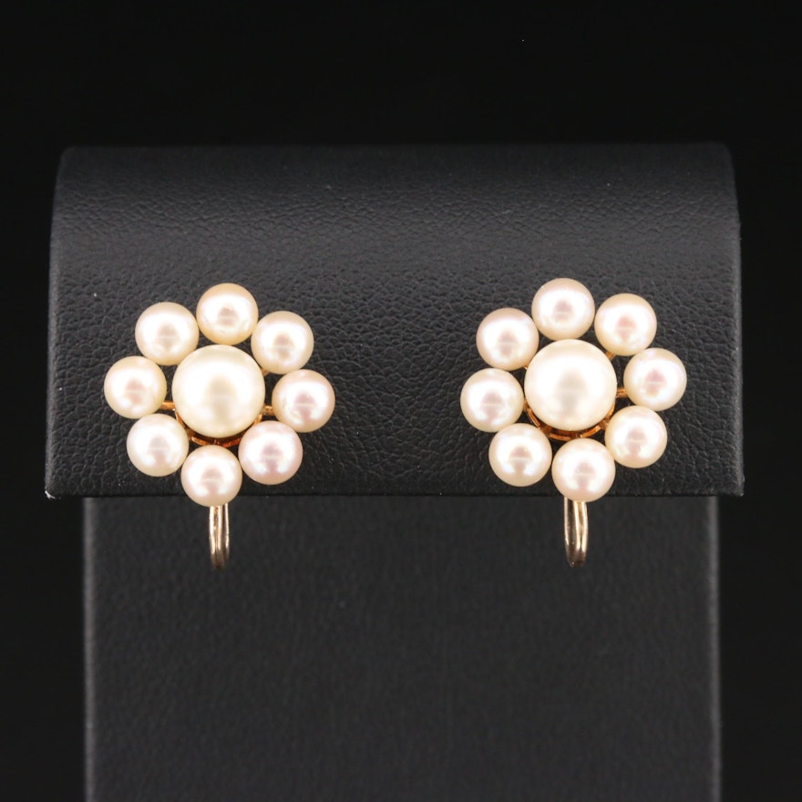 Vintage 10K Yellow Gold Pearl Earrings