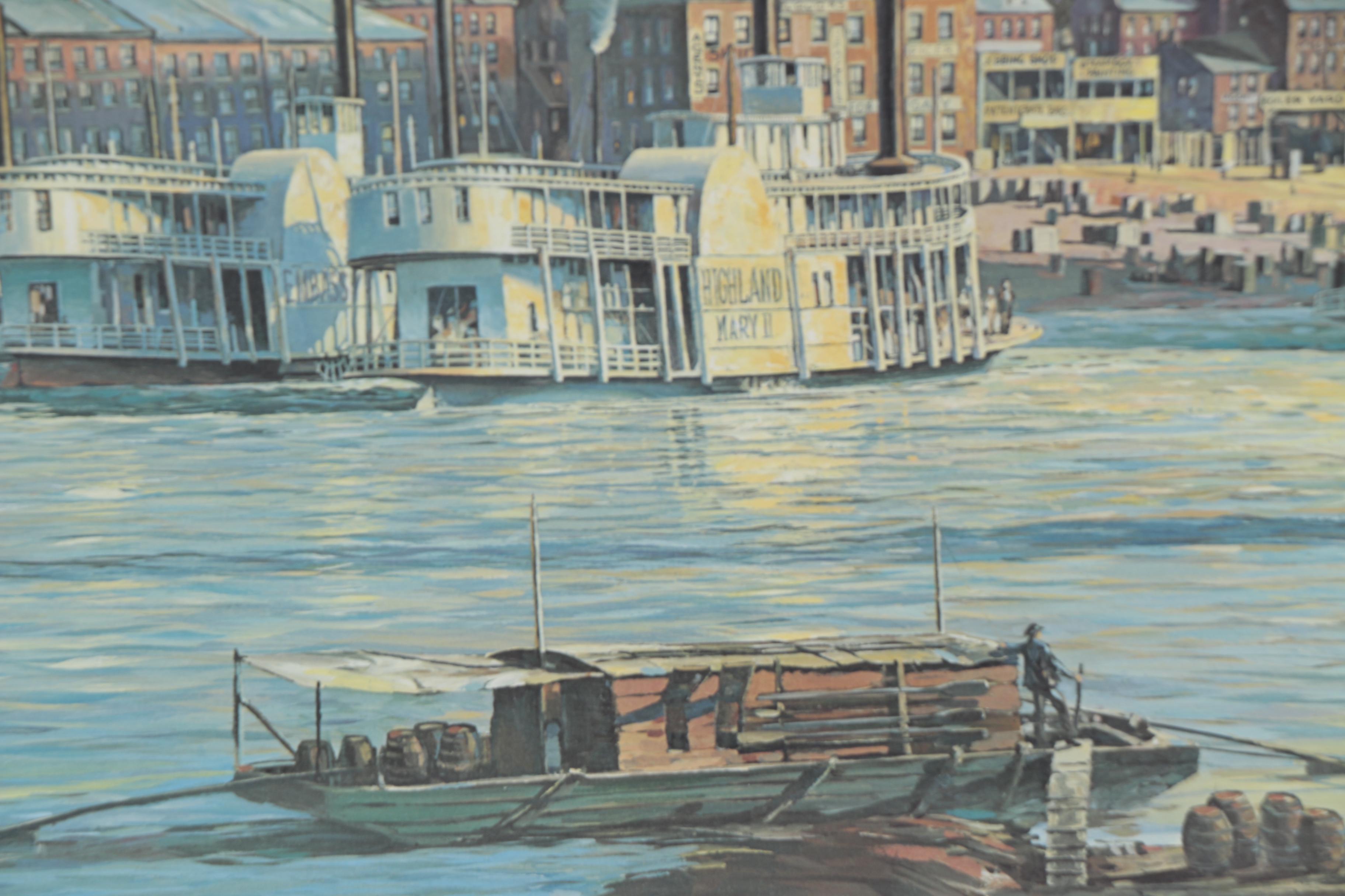 Michael Blaser Offset Lithograph "The Public Landing of Cincinnati: 1850"