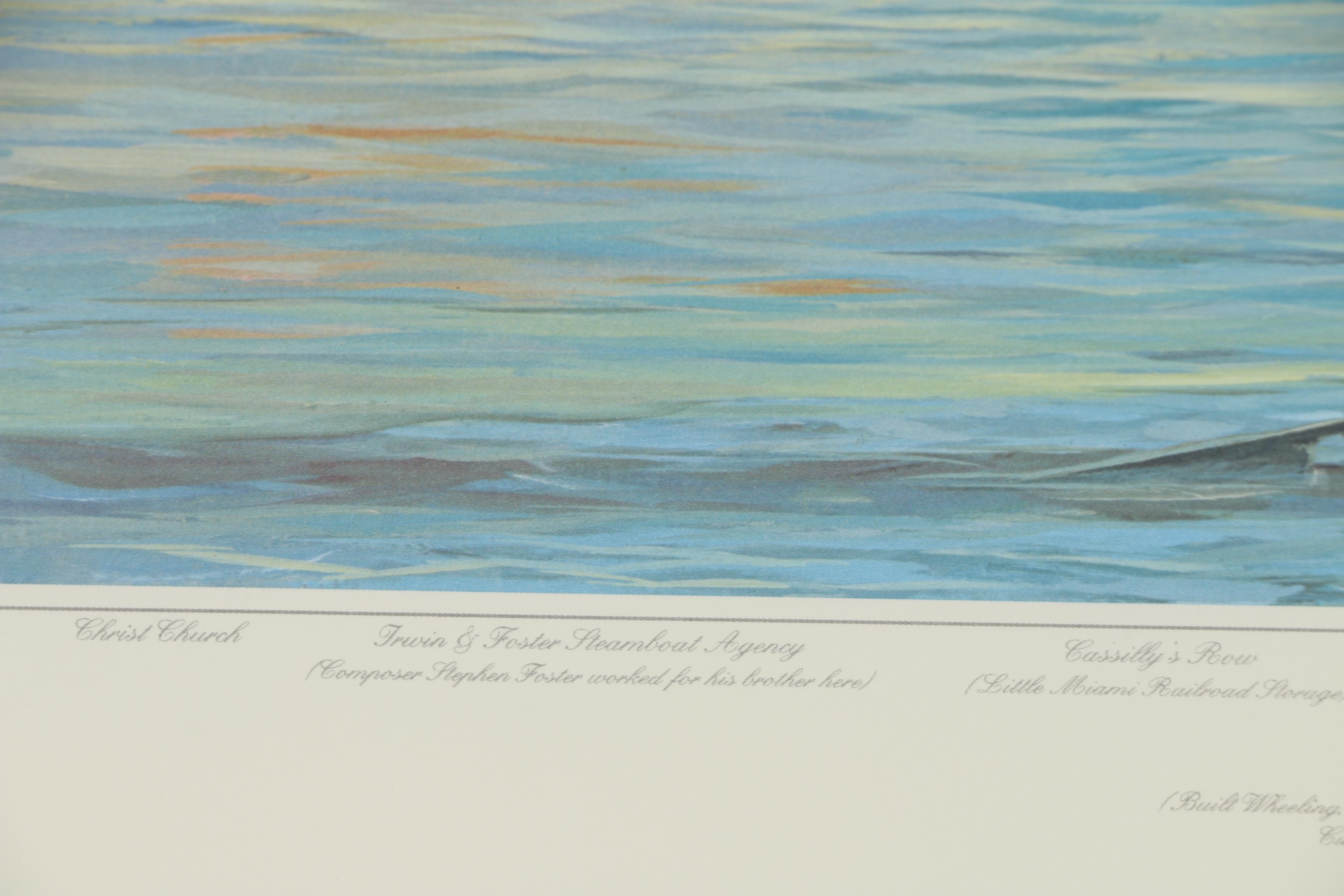 Michael Blaser Offset Lithograph "The Public Landing of Cincinnati: 1850"