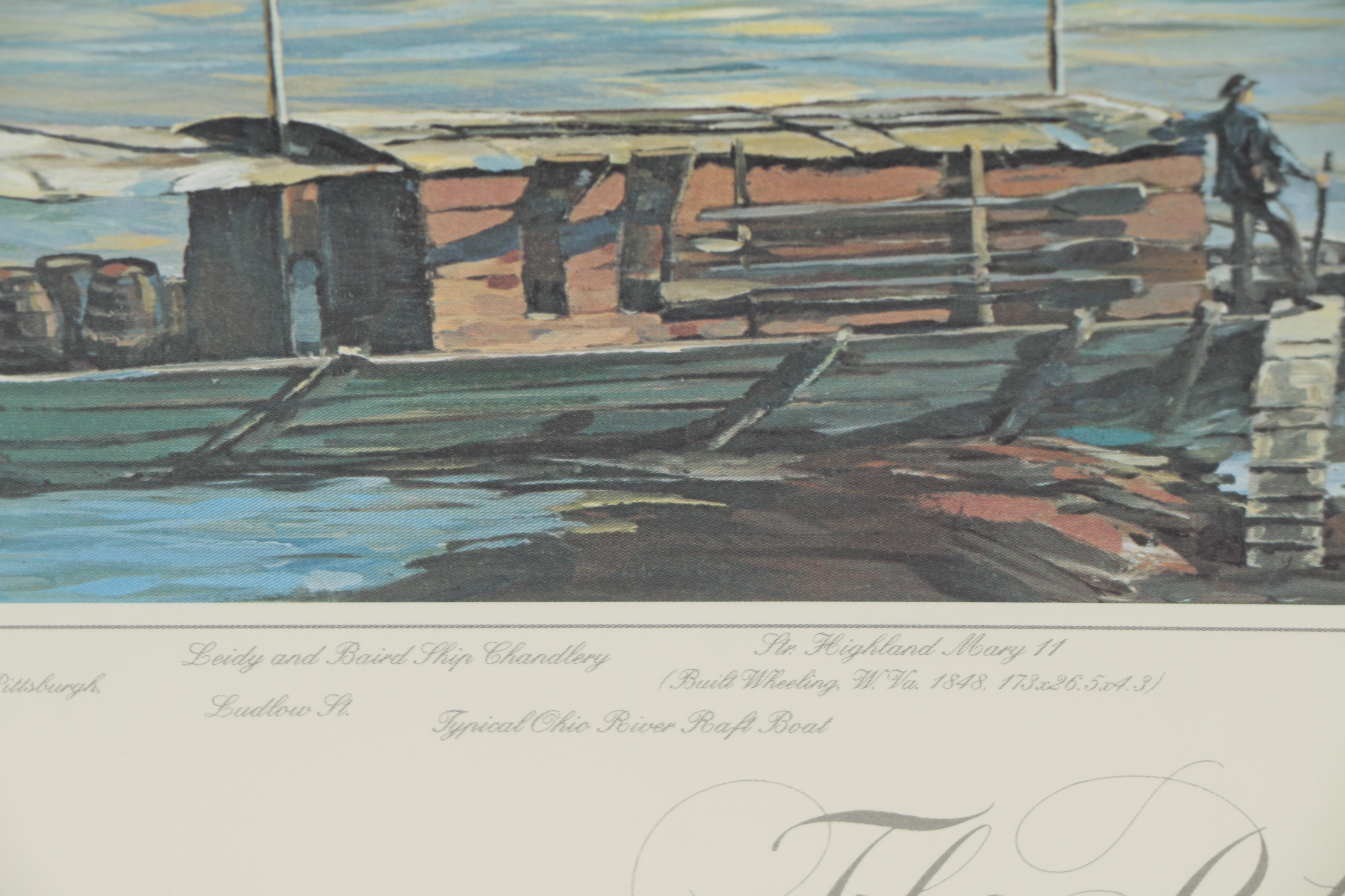 Michael Blaser Offset Lithograph "The Public Landing of Cincinnati: 1850"