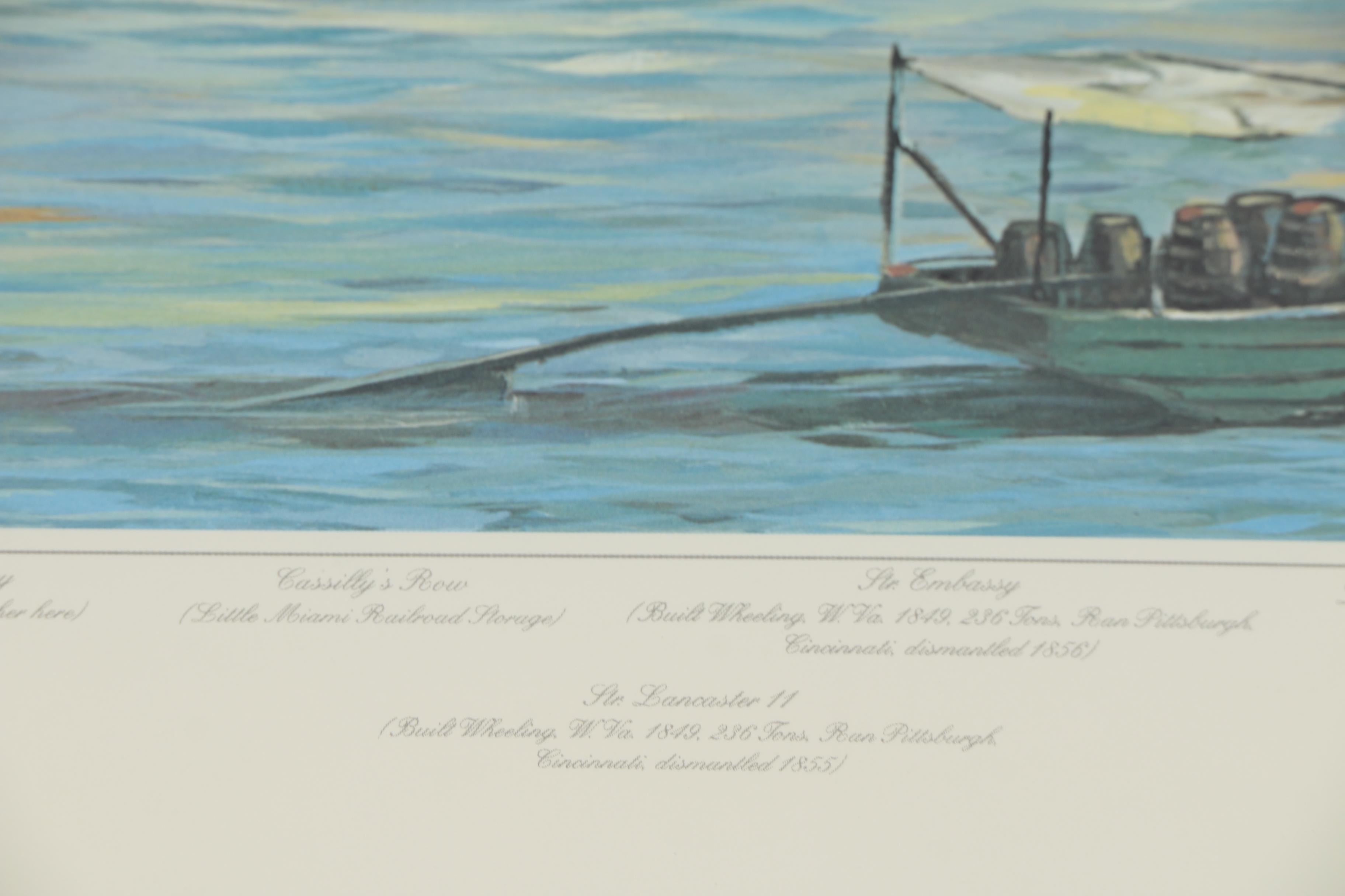 Michael Blaser Offset Lithograph "The Public Landing of Cincinnati: 1850"