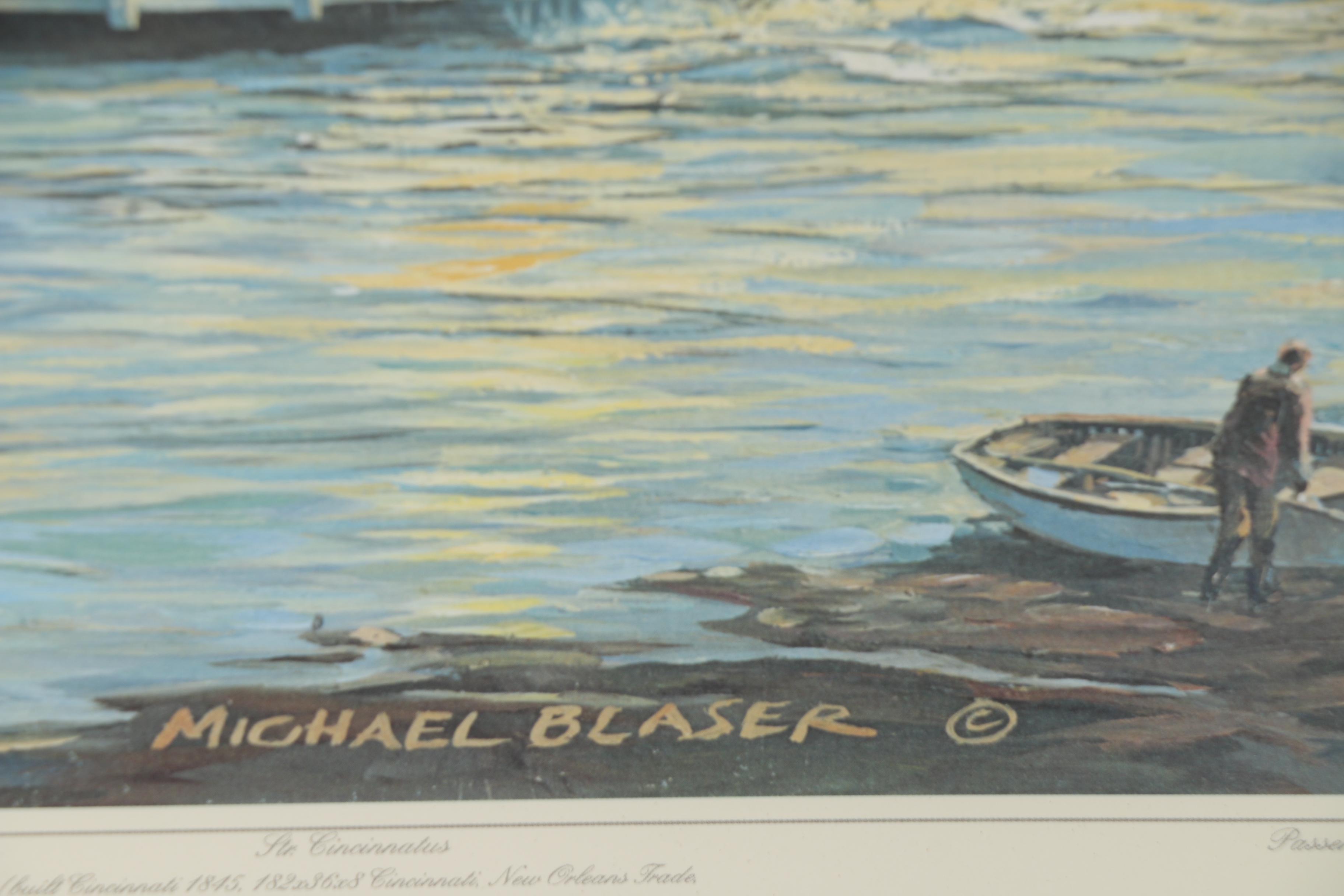 Michael Blaser Offset Lithograph "The Public Landing of Cincinnati: 1850"