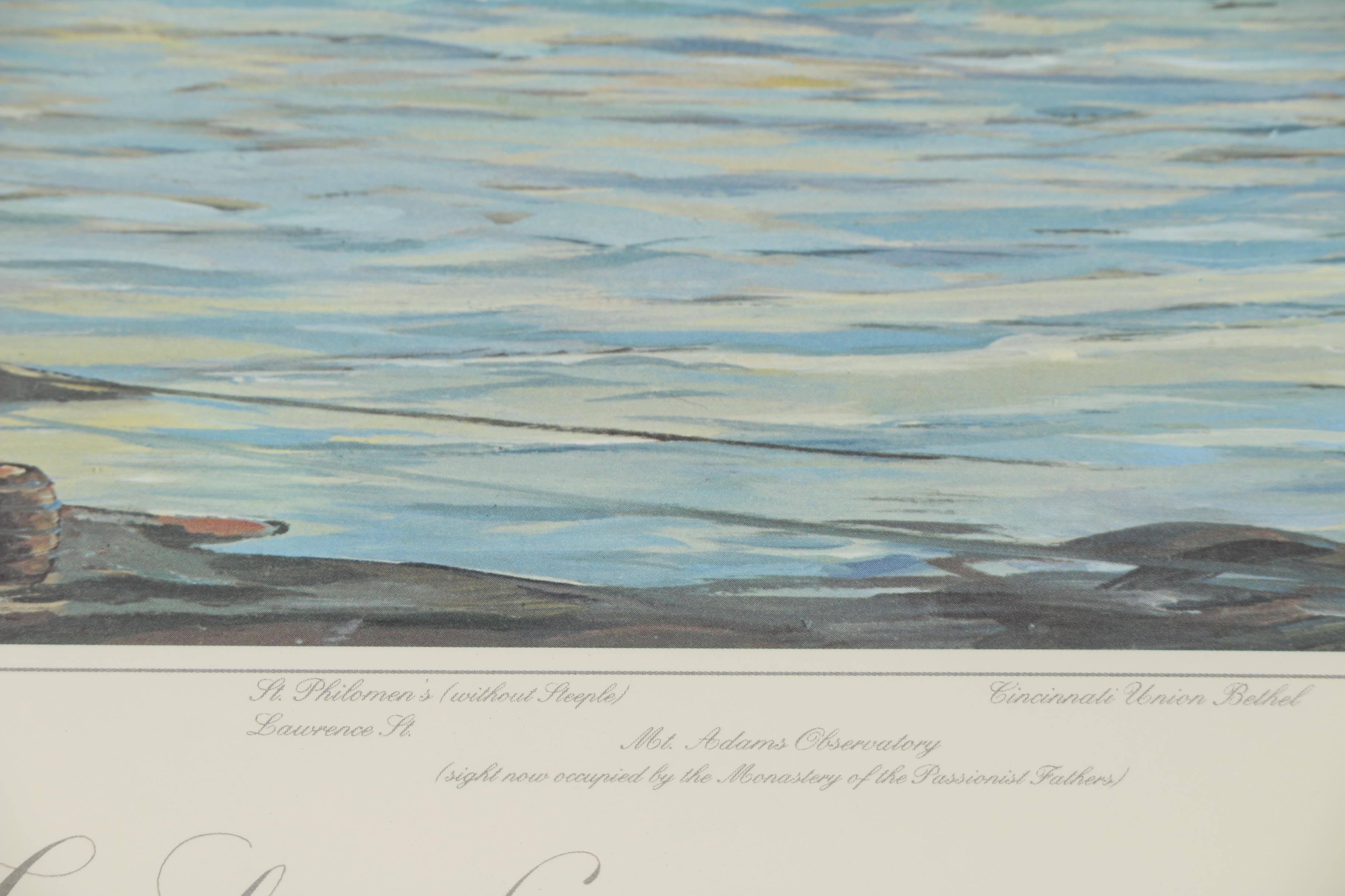 Michael Blaser Offset Lithograph "The Public Landing of Cincinnati: 1850"