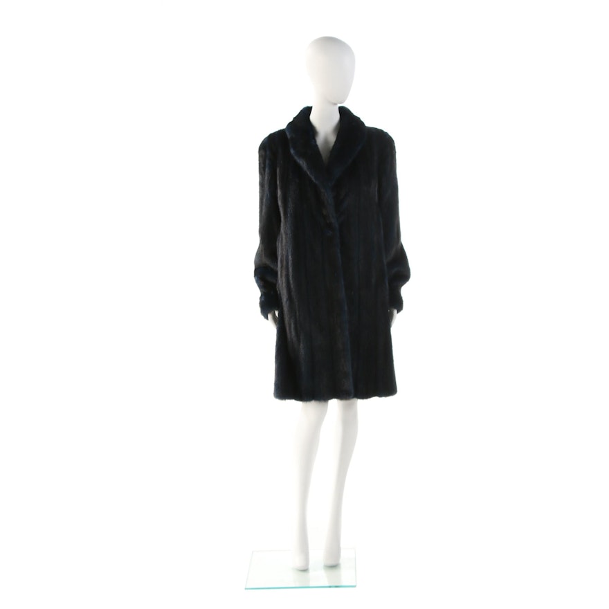 Blue Dyed Mink Fur Coat from Henig Furs