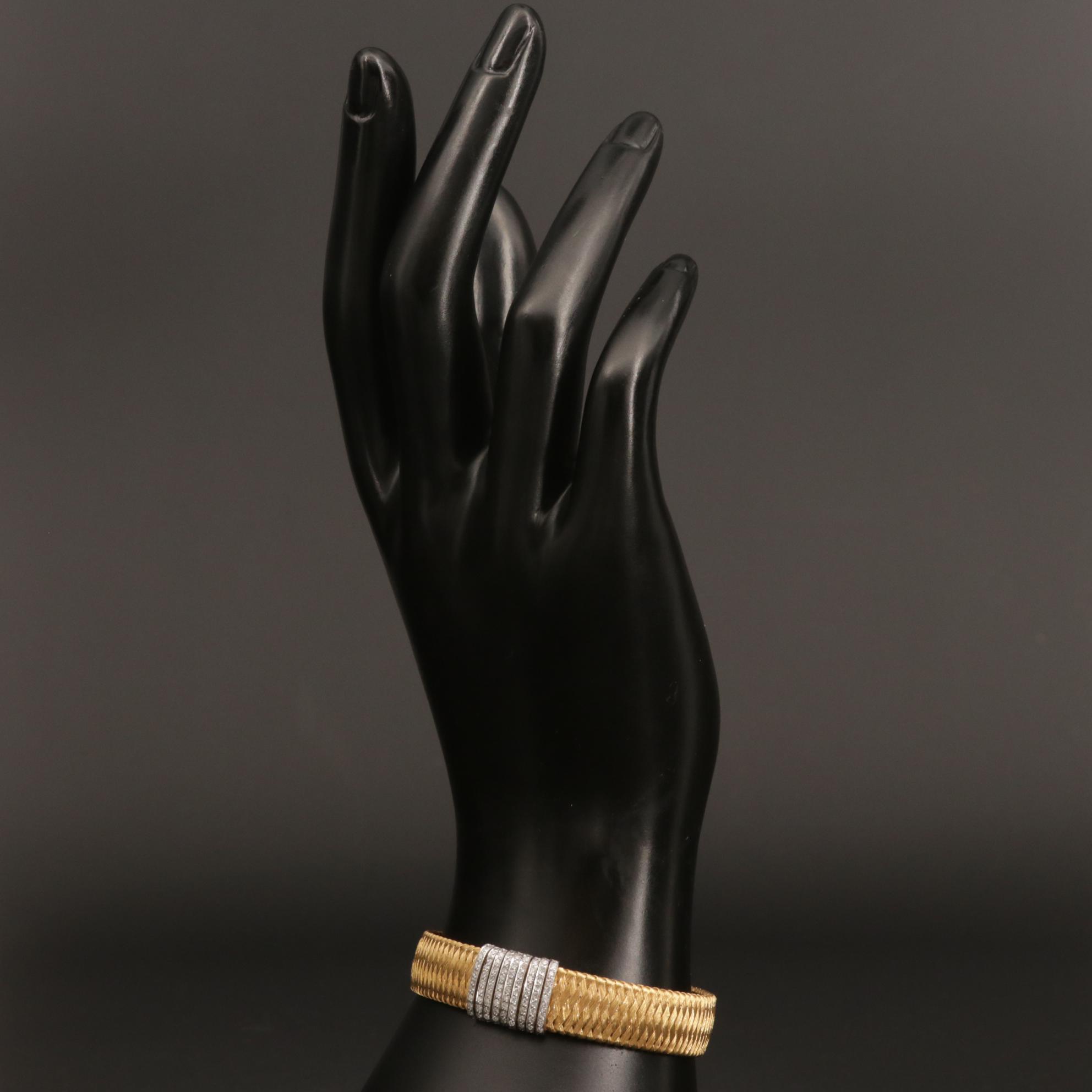 Roberto Coin "Silk Weave" 18K Diamond Bracelet