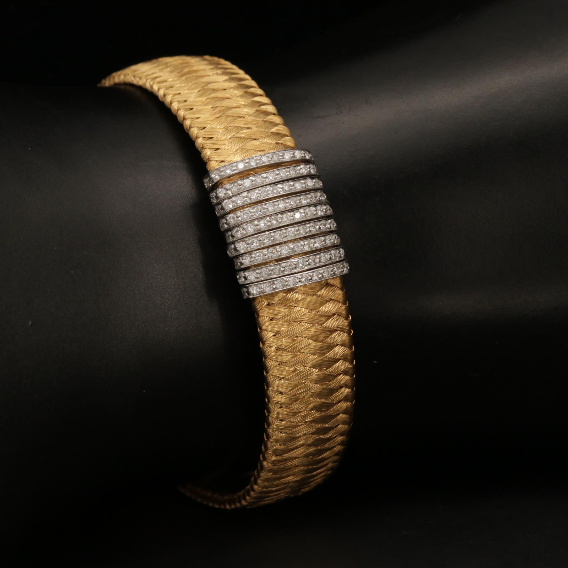 Roberto Coin "Silk Weave" 18K Diamond Bracelet